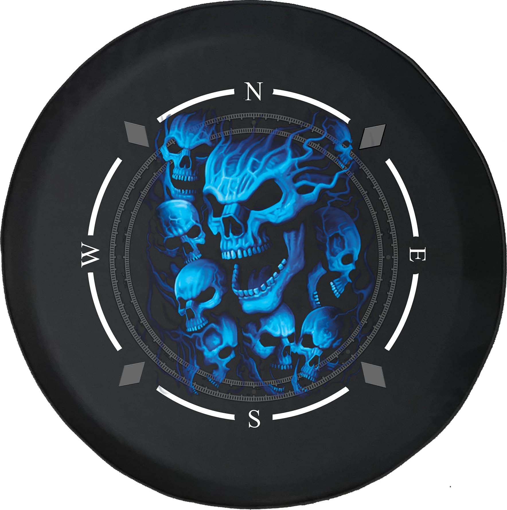 American Unlimited Spare Tire Cover with Compass & Skull Design - Universal Fit for SUVs, Trailers, RVs & Most Vehicles | Durable Wheel Protection for Off-Road Adventures & Camping Trips