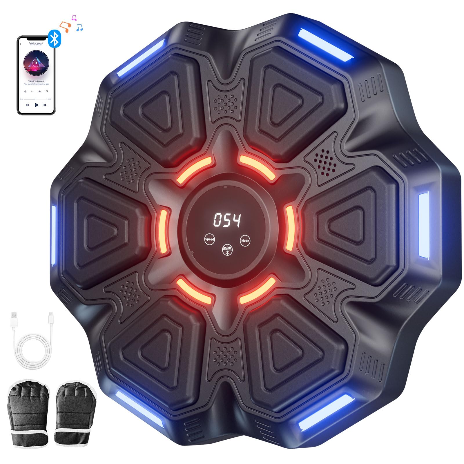 Music Boxing Machine with Gloves - Punching Bag for Adults, Kids & Women | Wall-Mounted Boxing Pad for Fitness & Stress Relief | Fun Musical Workout Equipment for Home Gym & Gifts