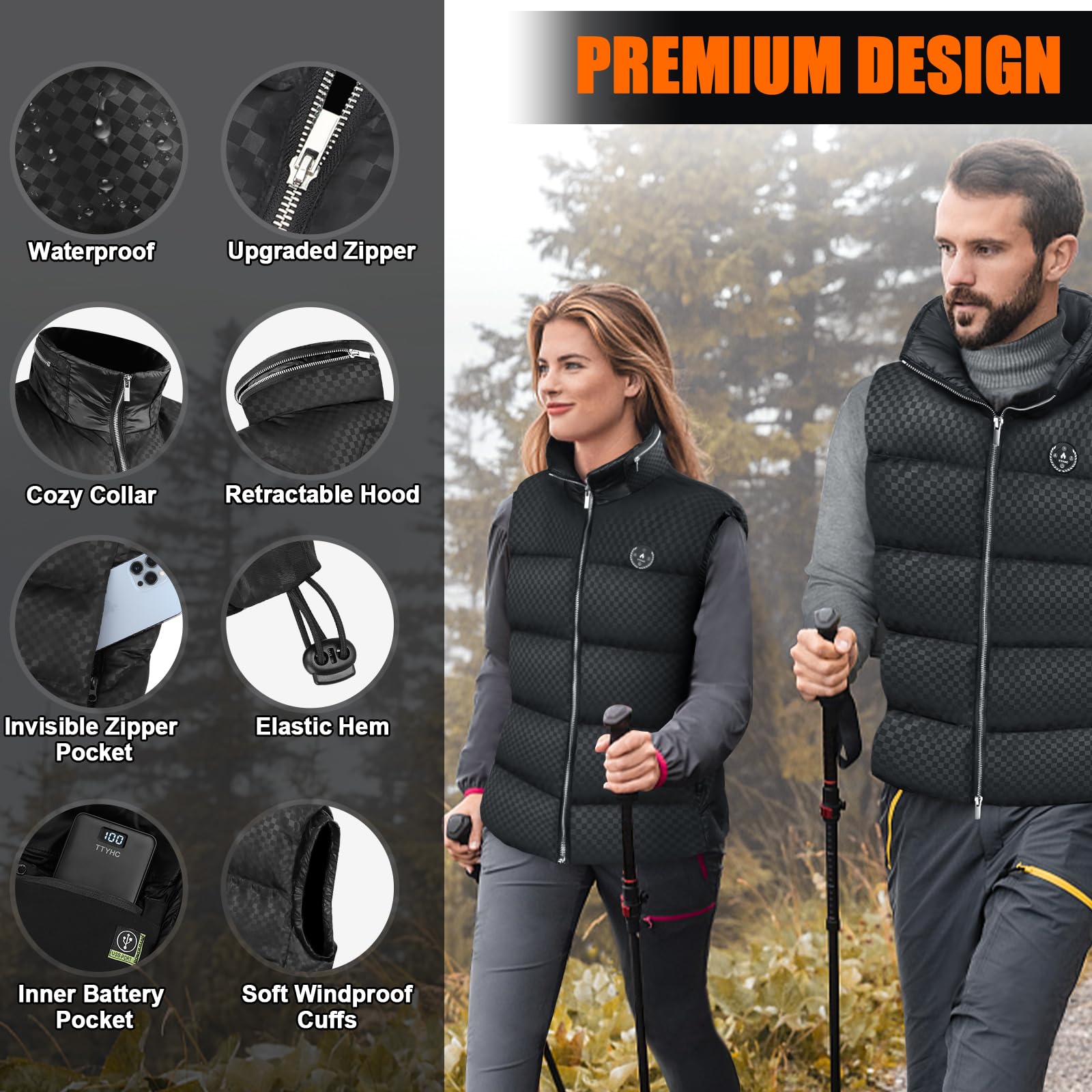Heated Vest for Men & Women - Lightweight Electric Warming Jacket with USB Power - Perfect for Outdoor Activities, Winter Sports & Cold Weather