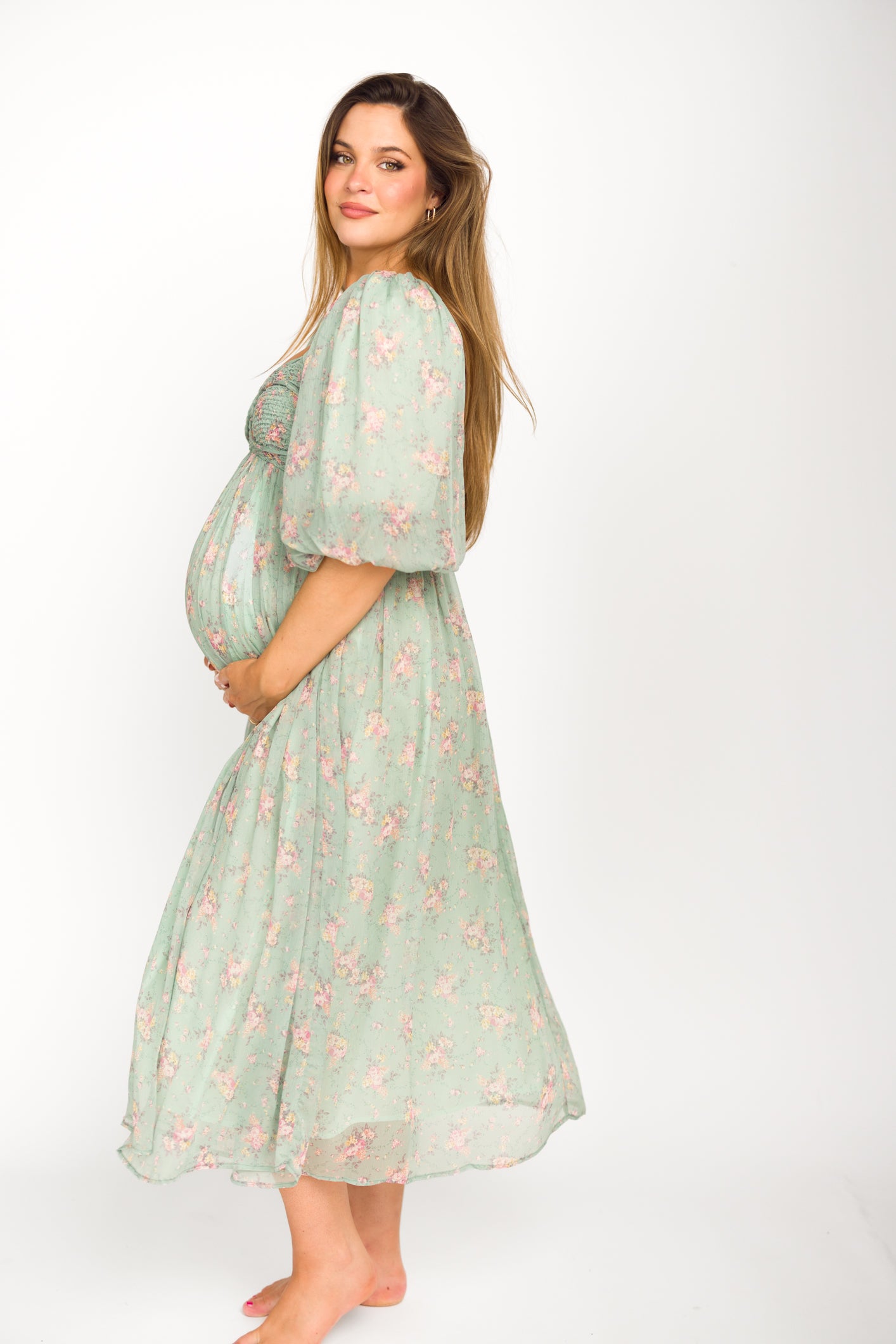 Turquoise Floral Harlow Maxi Dress - Bump Friendly Maternity & Inclusive Sizing (S-3XL) for Women | Perfect for Beach Vacations, Summer Weddings & Casual Outings