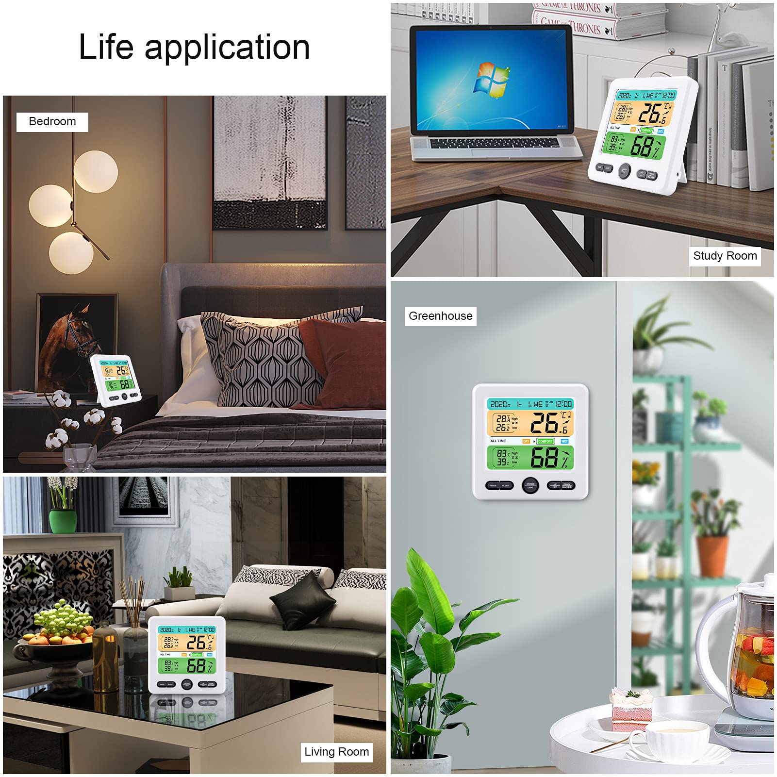 Accurate Weather Forecast Digital Clock with Snooze Function - White Display for Bedroom, Living Room & Flower Room | Perfect for Home, Office & Nursery Use