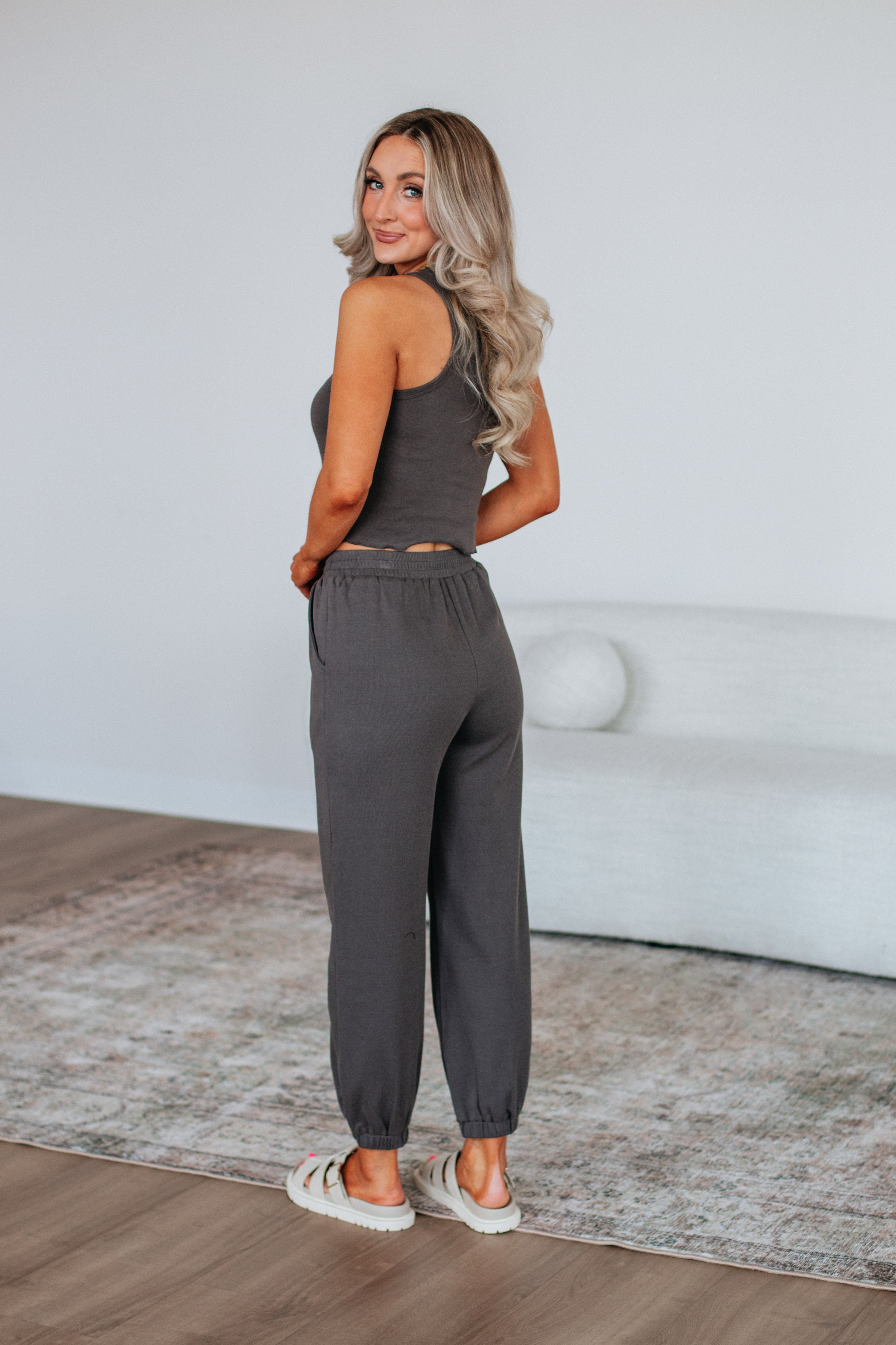 Dax Two Piece Lounge Set for Women - Soft & Comfortable Charcoal Gray Outfit - Perfect for Relaxing at Home, Lounging, or Casual Wear