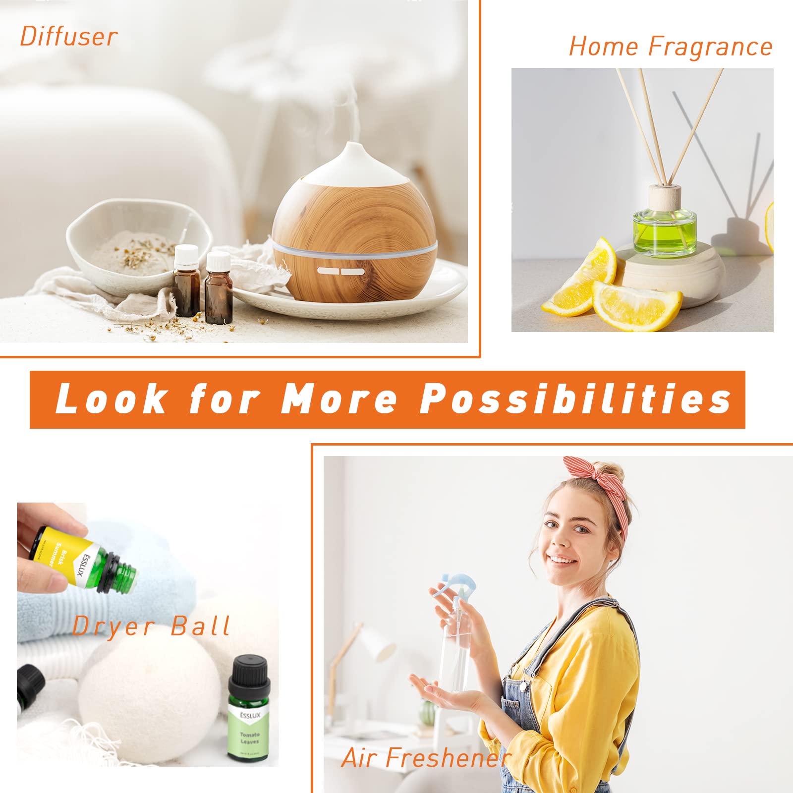 ESSLUX Fragrance Oils Set - Fruity & Summer Scented Oils for Diffusers, Soap Making, Candle Making | Perfect for Aromatherapy, Home Spa & DIY Crafts