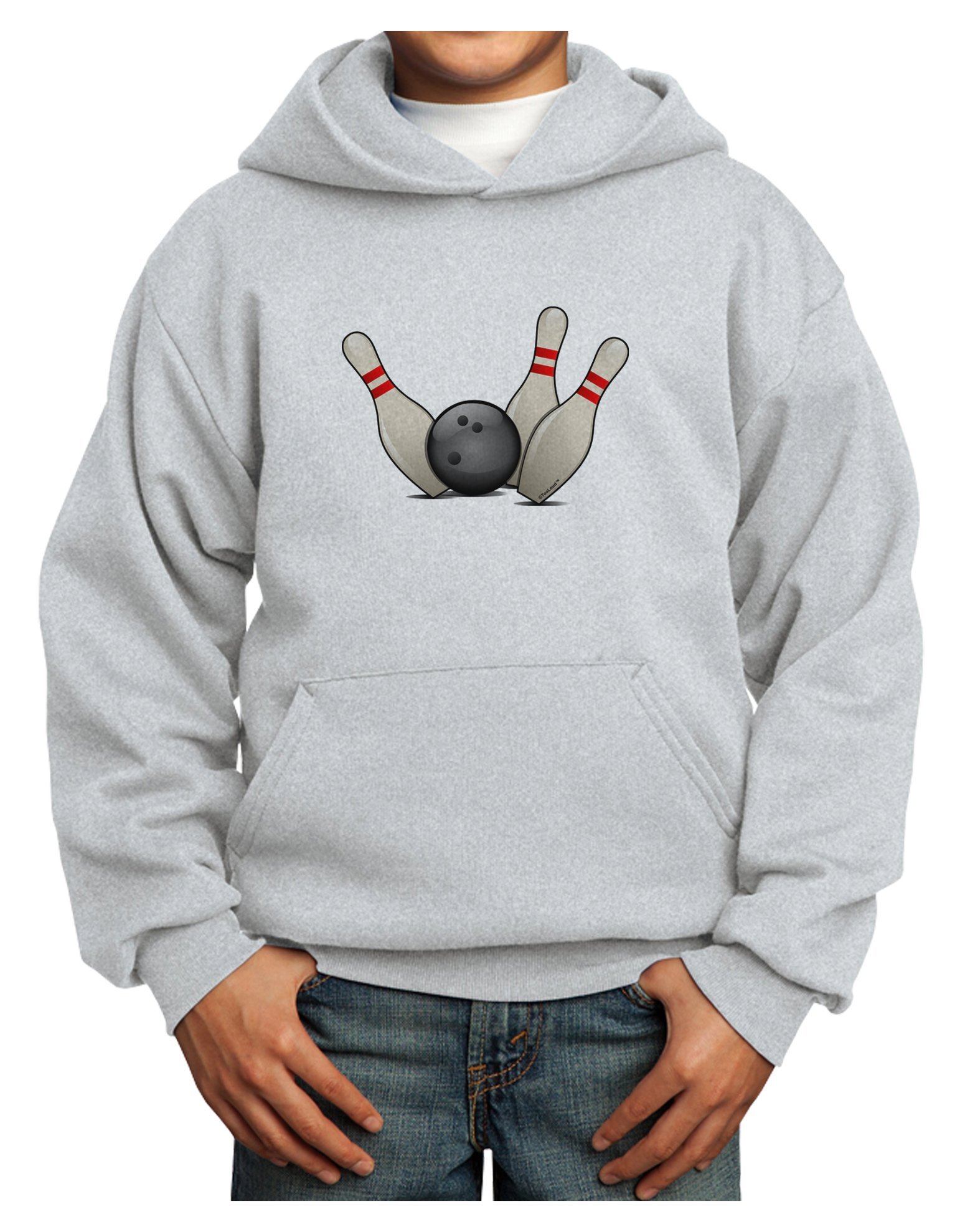 TOOLOUD Kids Bowling Ball and Pins Hoodie - Youth Pullover Sweatshirt for Boys & Girls - Perfect for Bowling Parties, Sports Events, and Casual Wear