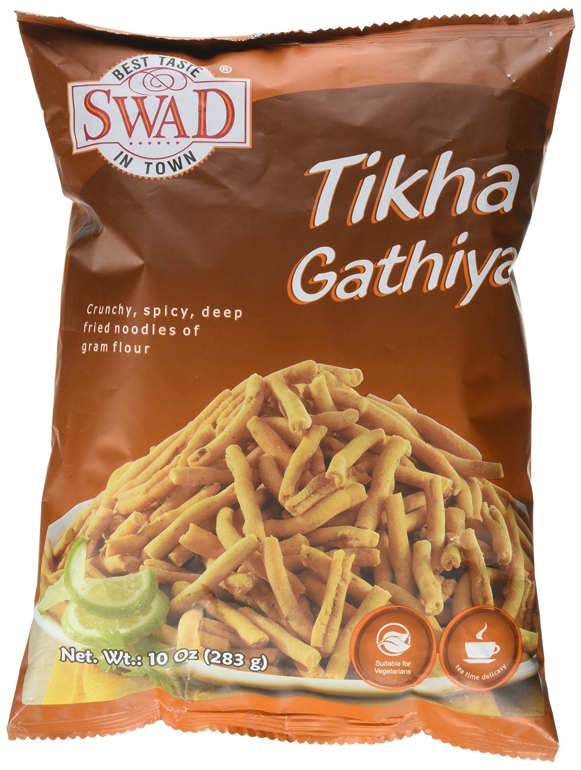 Swad Ganthia Thikha Spicy Snacks - 10oz Pack | Authentic Indian Crispy Gram Flour Treats | Perfect for Parties, Movie Nights & On-the-Go Snacking