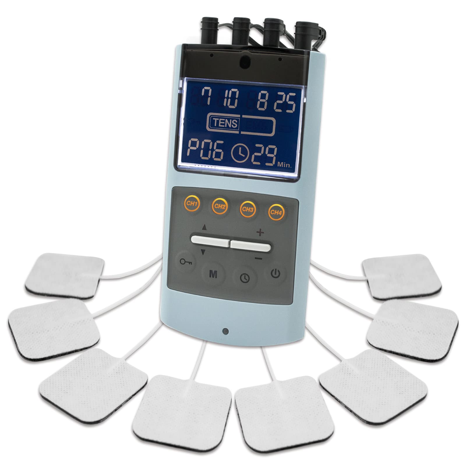 iStim TENS EMS Muscle Stimulator - EV-906 Pain Relief Device with Japanese Gelled Electrodes for Back Pain, Muscle Recovery & Strength Training - Perfect for Home Therapy, Sports Injury & Post-Workout Recovery