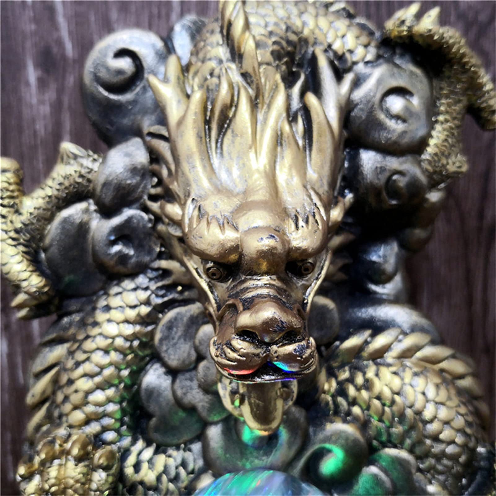 Chinese Dragon Desktop Fountain with LED & Running Water - Feng Shui Wealth Decor for Home & Office, Zen Lotus Base, Lucky Mascot - Perfect for Meditation Spaces, Office Desks & Home Decor