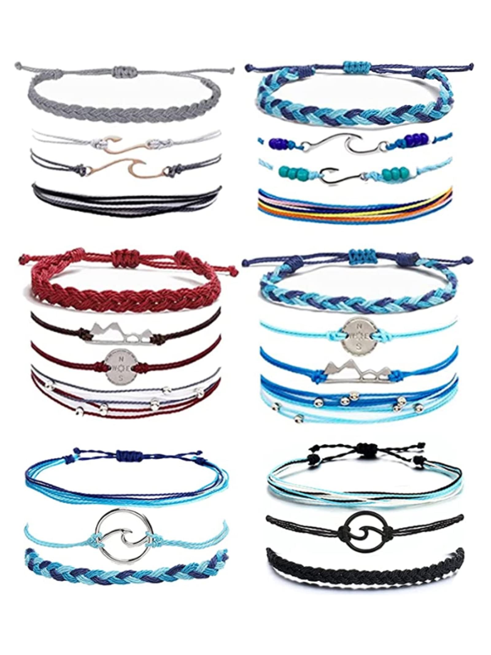 Boho Waterproof Braided String Bracelets for Women - Pack of Friendship & Surfer Wave Bracelets - Summer Jewelry Gifts for Teen Girls - Perfect for Beach, Festival, and Everyday Wear