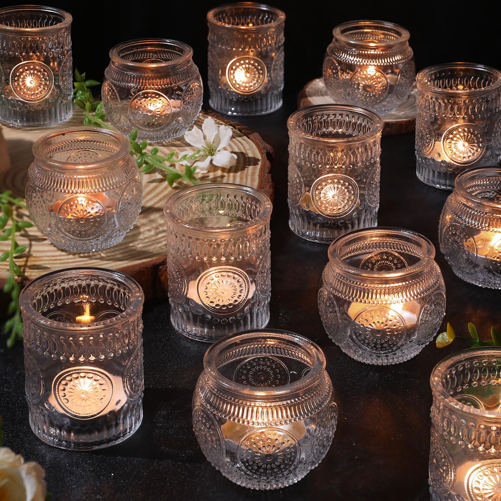 30 Pcs Clear Glass Votive Candle Holders - Wedding Centerpieces, Table Decor, Tea Light Holders for Party, Reception & Boho Decor - Perfect for Weddings, Dinner Parties & Home Decor