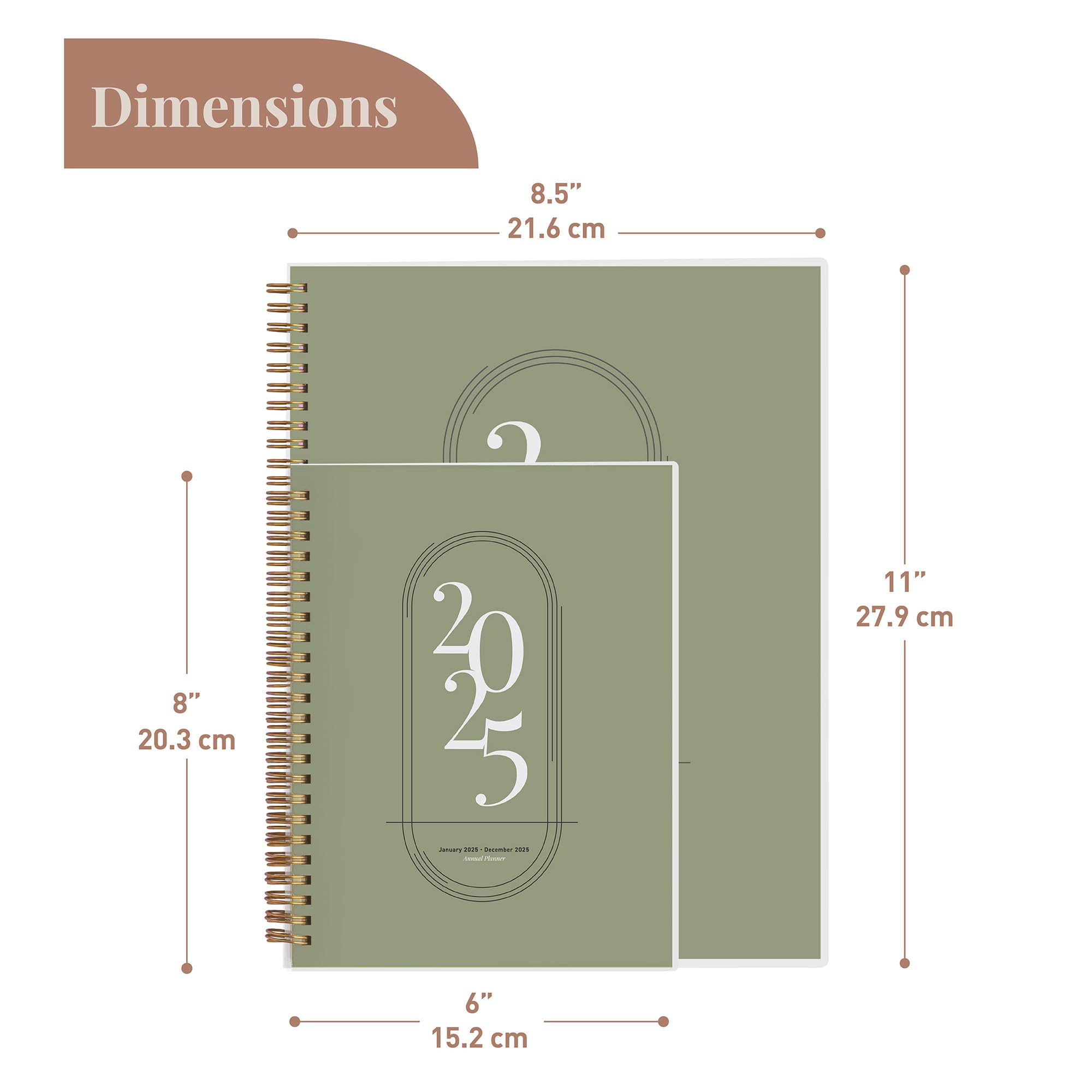 Rileys 2025 Weekly Planner - 8 x 6 Inch Green Flexible Cover Planner with Monthly & Weekly Pages, Twin-Wire Binding & Notes Section | Perfect for Students, Professionals & Personal Organization (Jan-Dec 2025)