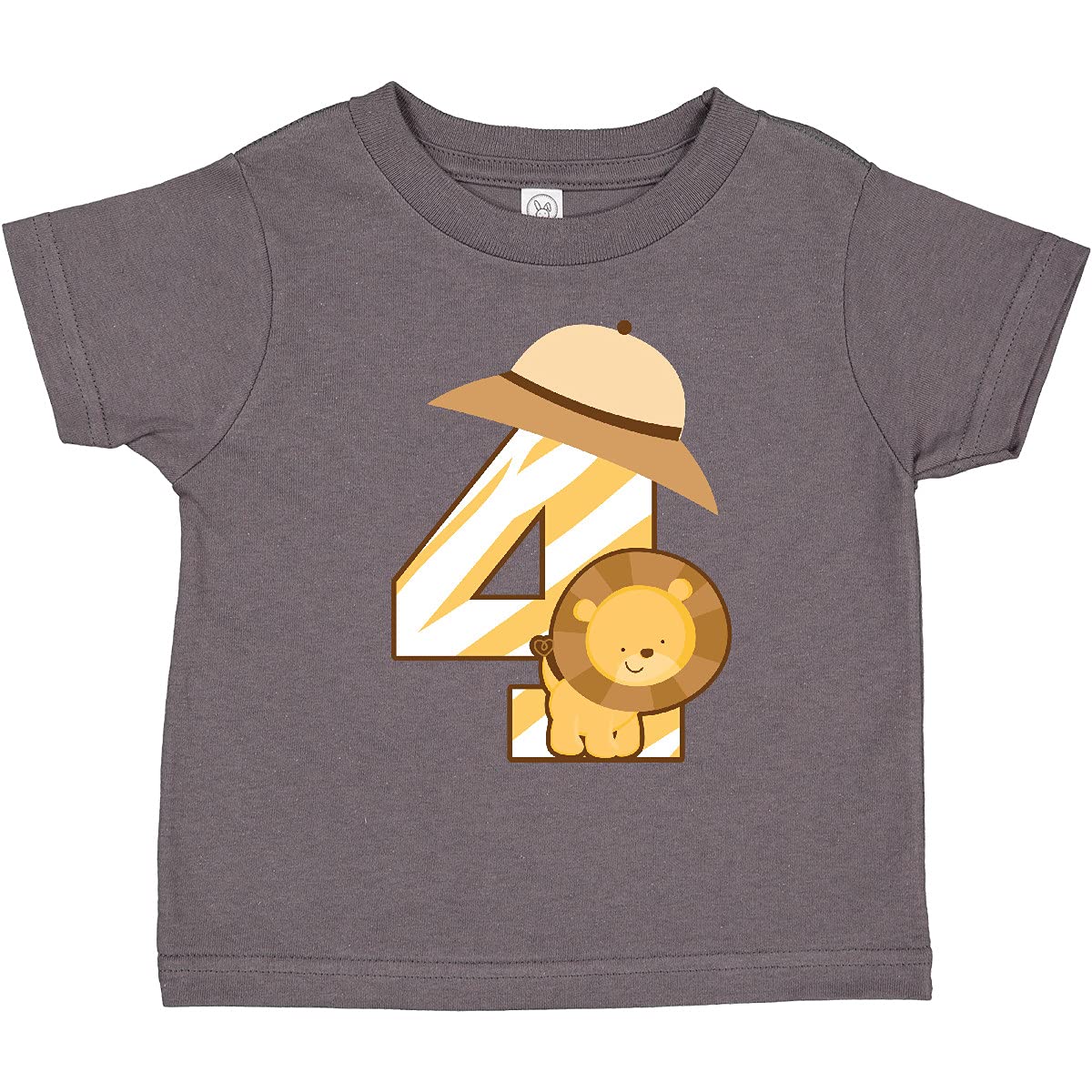 Inktastic 4th Birthday Jungle Safari Lion Graphic Toddler T-Shirt for Boys & Girls - Perfect for Birthday Parties, Zoo Trips & Animal Theme Events
