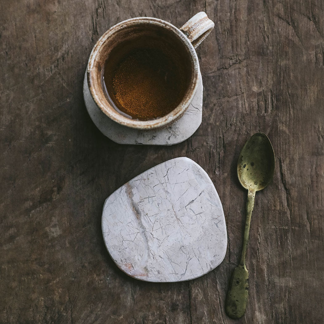 Premium Marble Coaster Set of 6 - Elegant Stone Drink Coasters for Home & Office - Perfect for Coffee Tables, Bars, and Dining Tables
