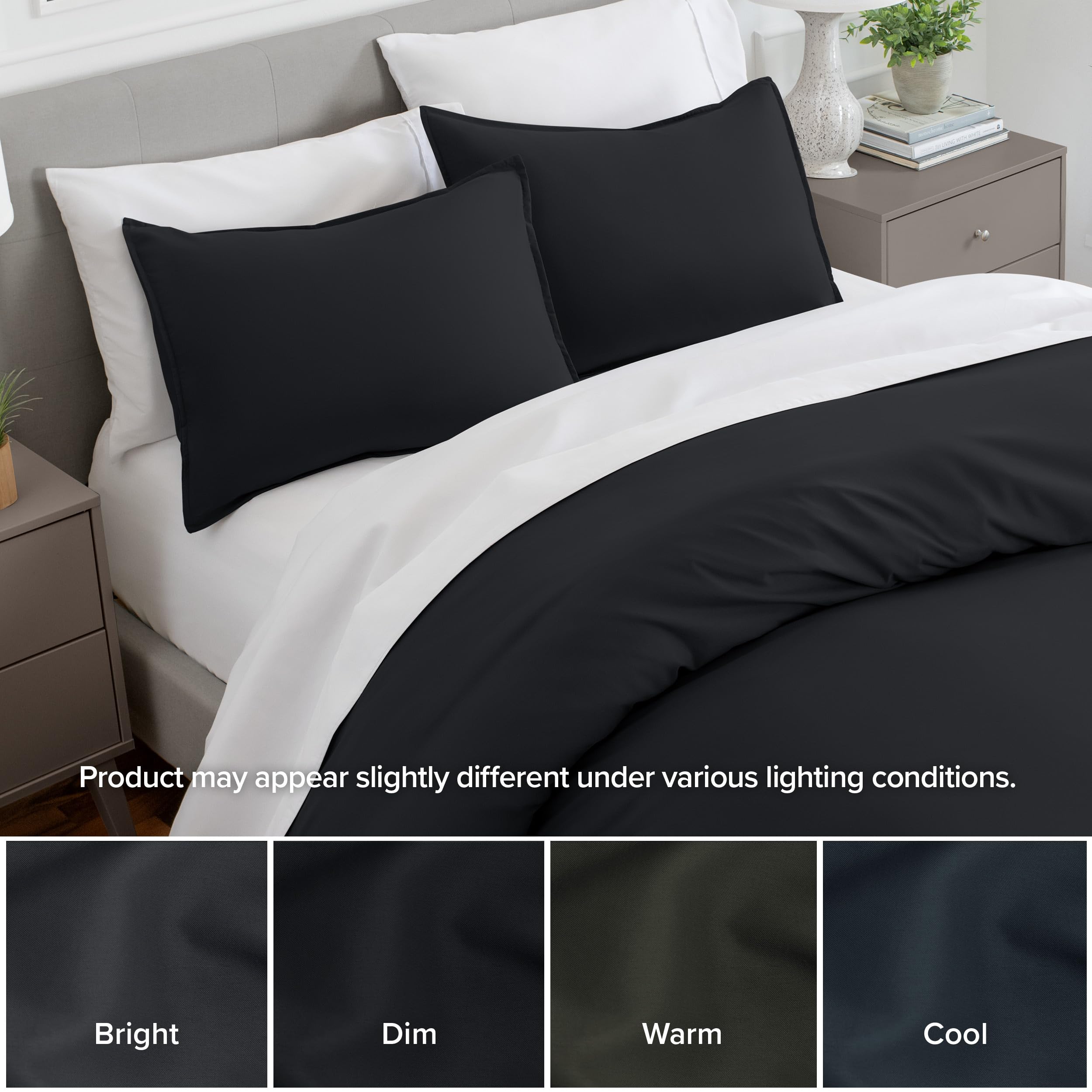 Bare Home King Pillow Sham Covers - Set of 2 Ultra-Soft 1800 Thread Count Microfiber Pillowcases - Double Brushed Luxury Bedding for King Size Pillows (Black) - Perfect for Master Bedroom, Guest Room & Hotel Style Decor