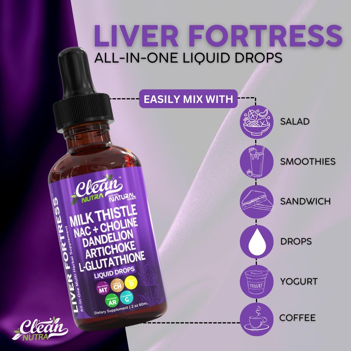 Premium Milk Thistle NAC Liver Cleanse Supplement with Dandelion, Artichoke & Glutathione - Detox & Repair Liquid Drops for Liver Support - Natural Herbal Formula with Chanca Piedra, Choline, Burdock & Schisandra - Ideal for Post-Alcohol Recovery & Daily Liver Health Maintenance