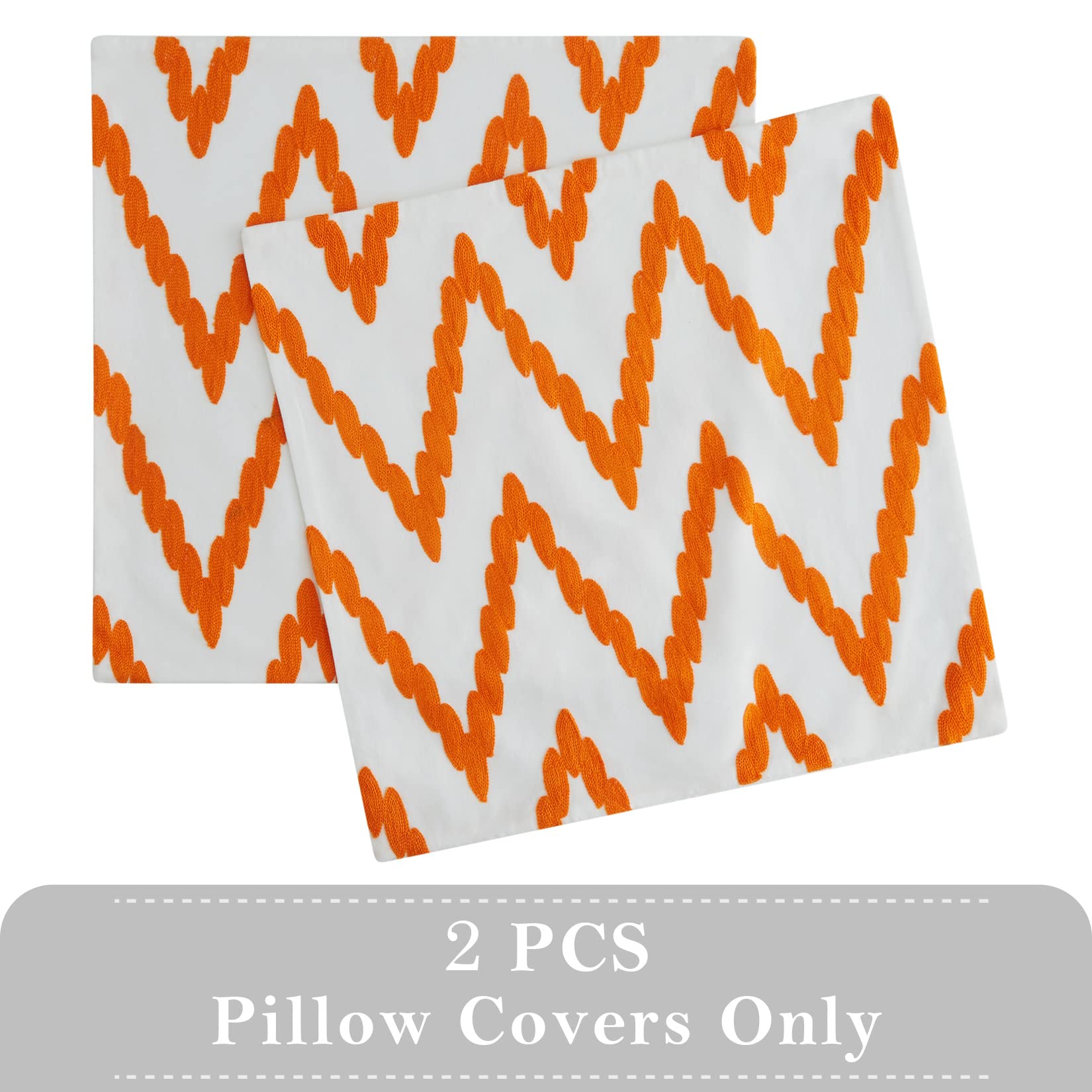CAROMIO Orange Embroidered Decorative Throw Pillow Covers 16x16 Inch - Modern Square Cushion Cases for Sofa, Couch, Bedroom & Car - Perfect for Home Decor, Living Room Accent & Cozy Comfort