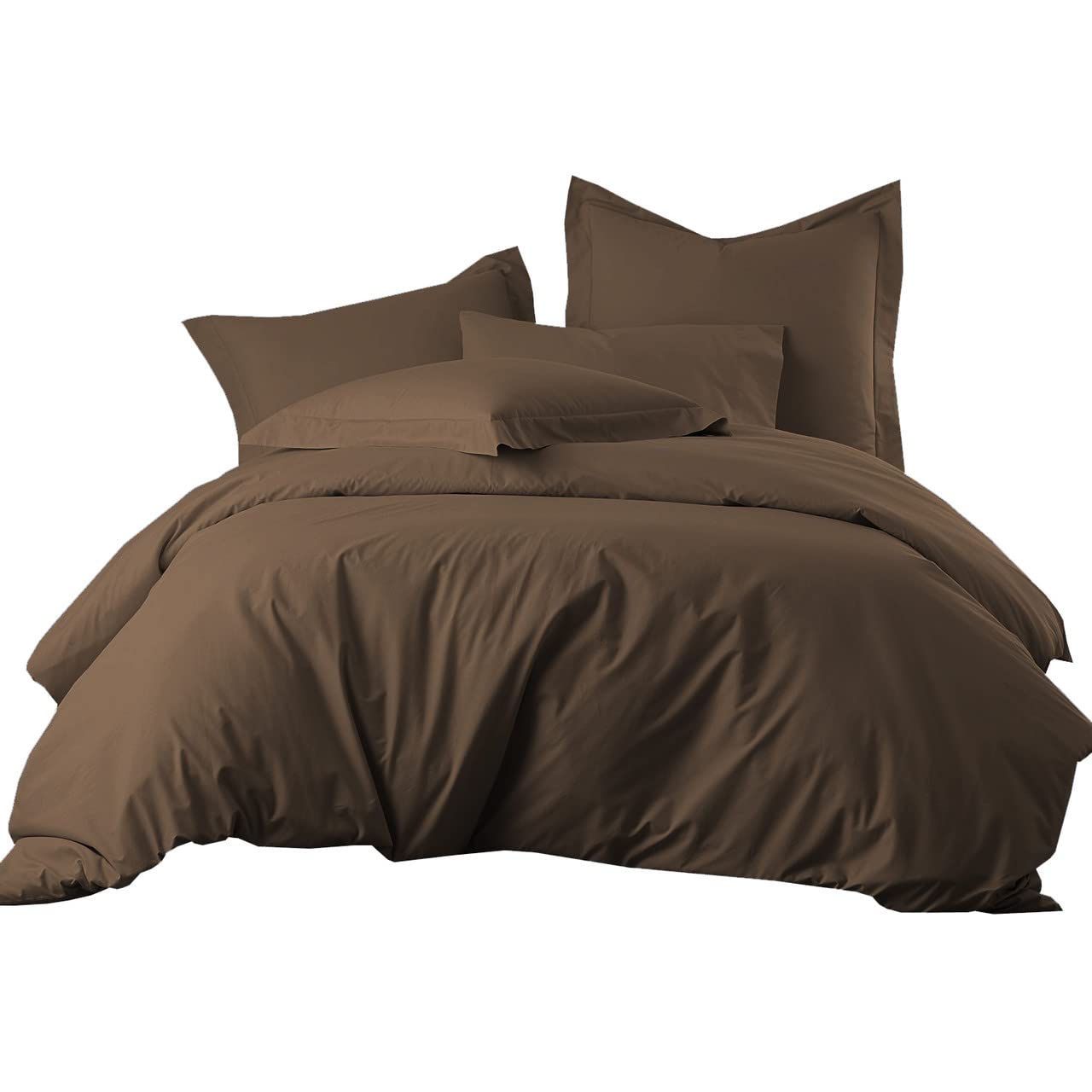 Royal Hotel Bedding 650 Thread-Count Cotton-Blend Queen Duvet Cover Set - Wrinkle-Free, Soft, Cool & Breathable 3-Piece Duvet Cover for Full/Queen Bed, Taupe-Brown - Perfect for Luxury Hotels, Guest Rooms & Upscale Home Bedrooms