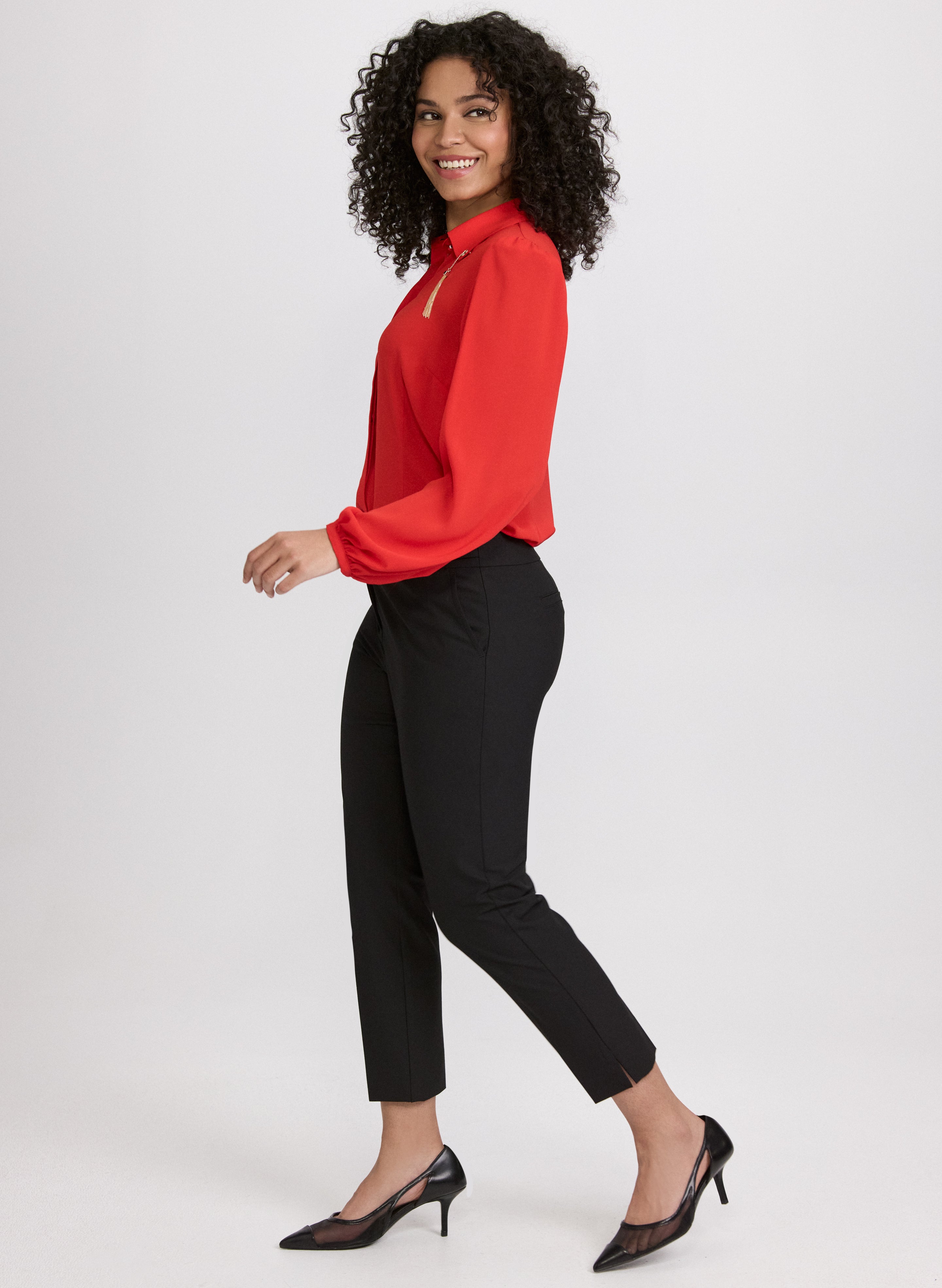 Emma Slim Leg Pants for Women - High Waist Stretchy Work Pants - Comfortable Office & Business Casual Trousers - Perfect for Work, Travel & Everyday Wear