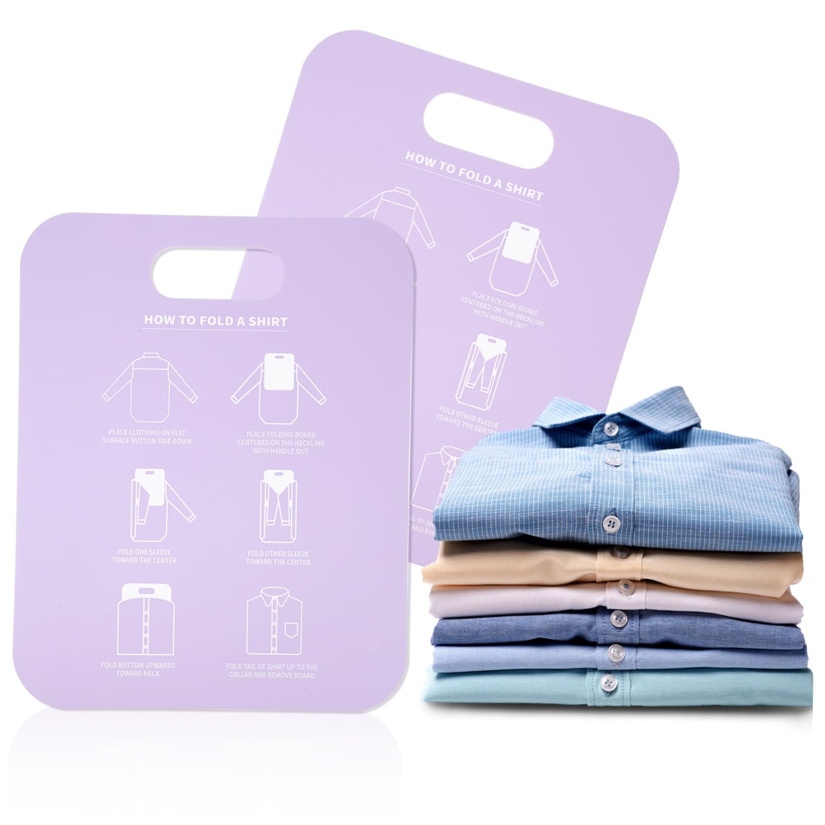 2-Pack Purple Clothes Folding Board - Shirt & Pants Organizer for Closet Storage, Garment Support Tool, Wrapping Cardboard for T-Shirts, Jeans & Clothes - Perfect for Travel Packing & Home Organization