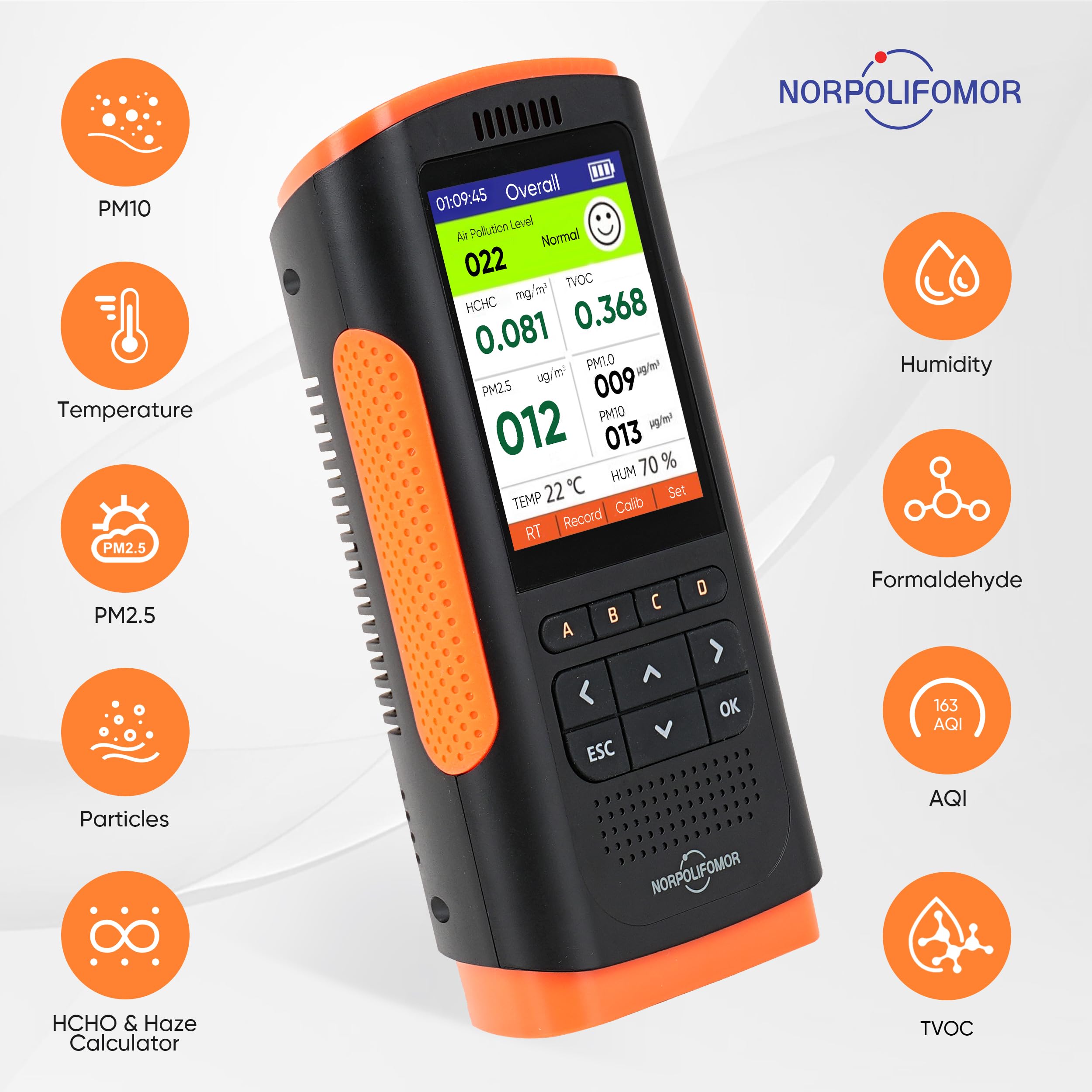 **Indoor Air Quality Monitor - PM2.5, VOC & Formaldehyde Detector for Home, School & Office | Real-Time AQI Meter for Healthy Living & Workspaces**