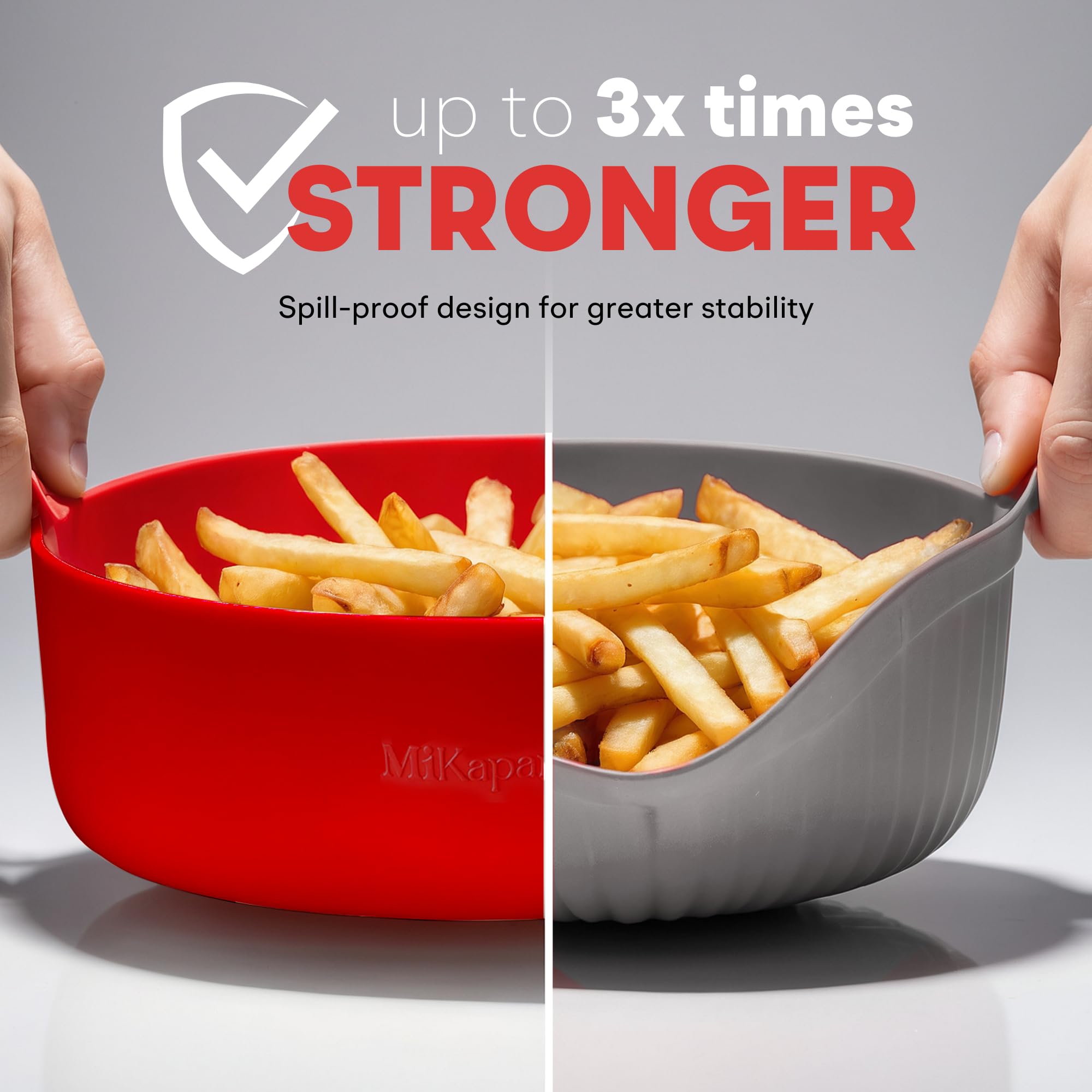 Reusable Silicone Air Fryer Basket - BPA-Free Non-Stick Accessory for Air Fryers (7.5 Inch, Grey) | Perfect for Cooking French Fries, Chicken Wings & Vegetables