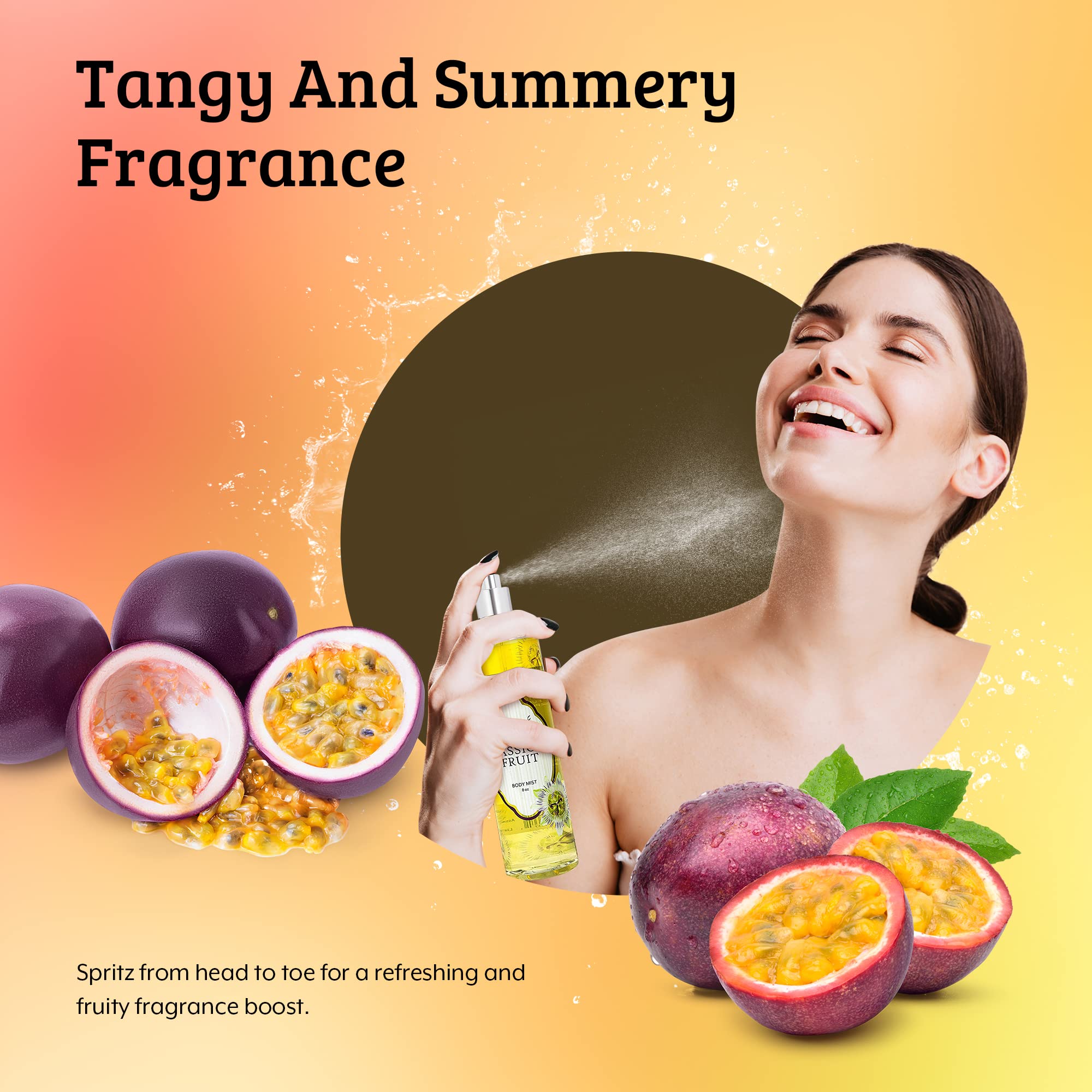 Luxury Passion Fruit Body Spray for Women - 8 oz Fine Mist Perfume Fragrance & Body Mist - Perfect for Daily Use, Date Nights & Gift Giving