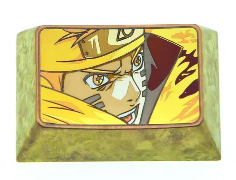 Naruto Uzumaki & Sasuke Uchiha 1.5U Titanium Alloy Anime Keycaps - Custom Metal Keycaps for Mechanical Keyboards - Perfect for Gaming & Anime-Themed Setups