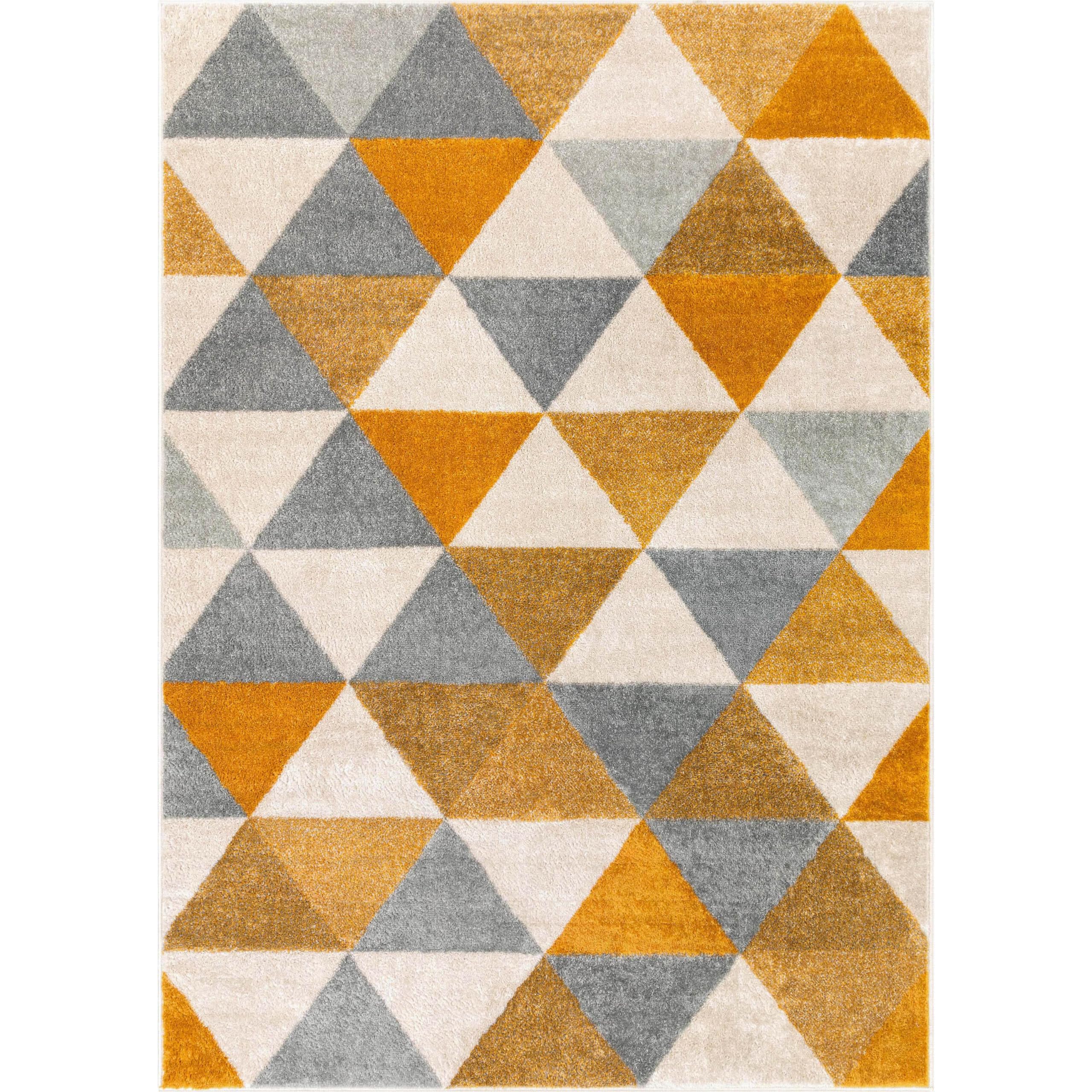 Well Woven Isometry Geometric Gold & Grey Triangle Area Rug 6'7