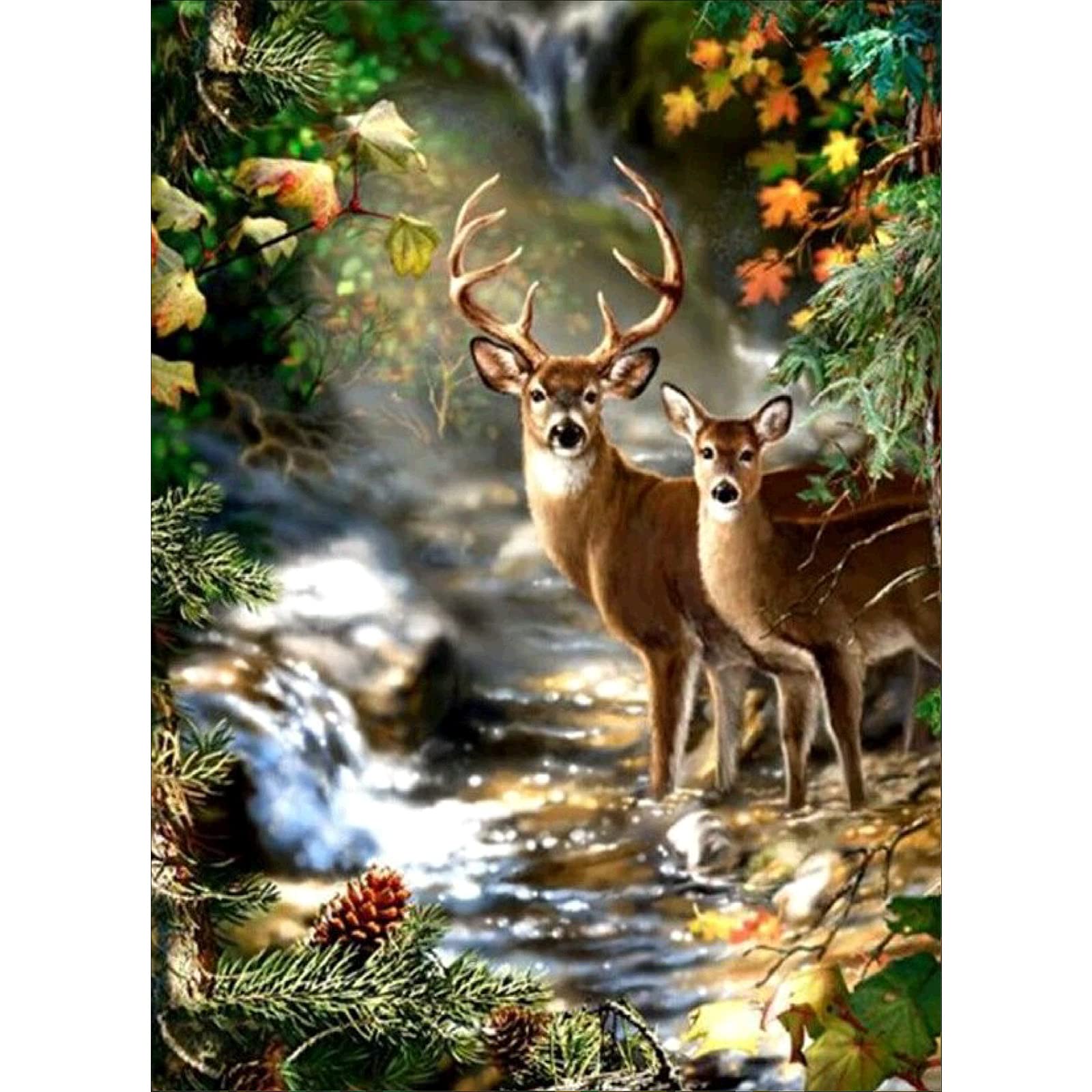 Premium Diamond Painting Kits for Adults & Kids - Full Drill DIY Round Diamond Dotz Art with Deer Design - Home Wall Decor for Living Room, Bedroom & Office - Perfect Gift for Relaxation & Stress Relief
