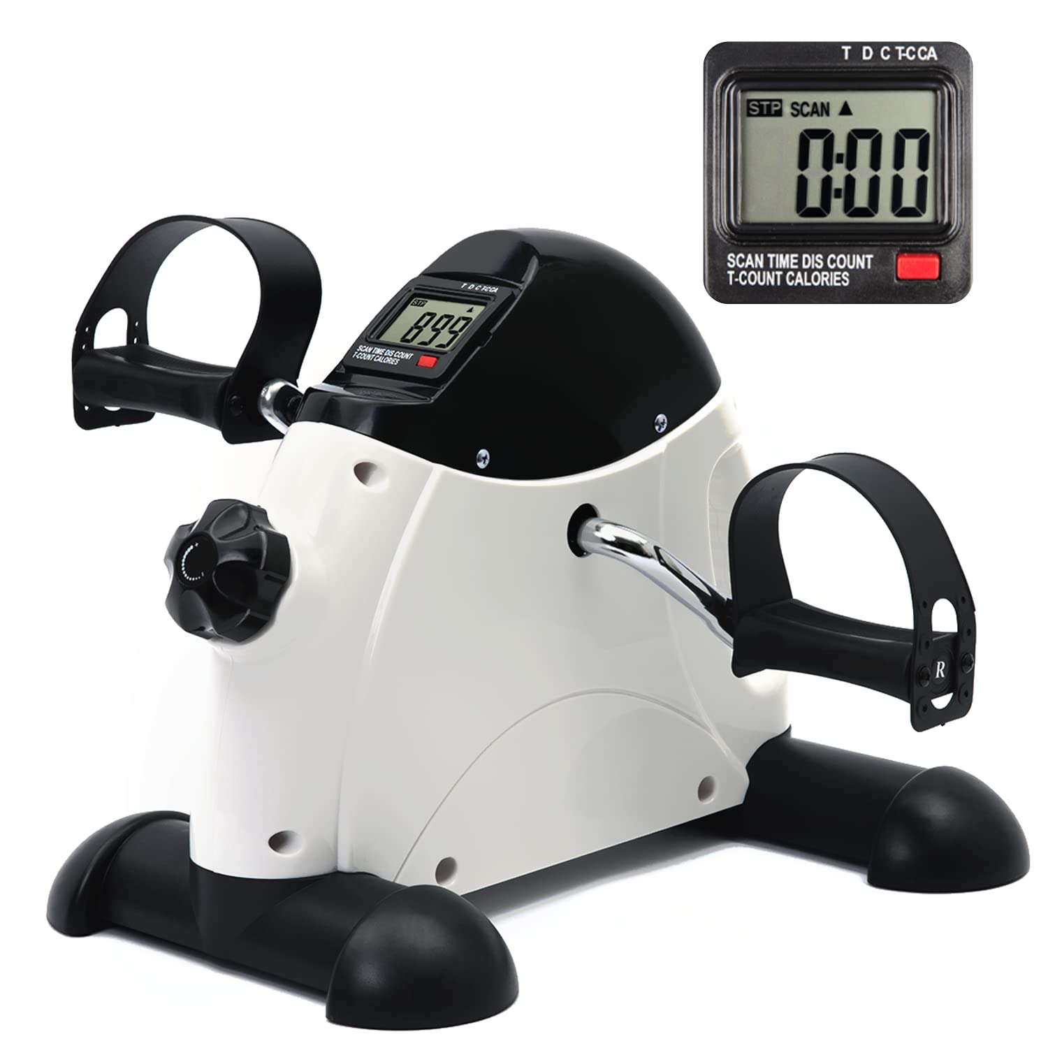 Under Desk Bike Pedal Exerciser - Portable Mini Exercise Bike for Leg & Arm Workouts, LCD Display Foot Pedal Exerciser for Seniors & Office Workers - Perfect for Home, Office & Physical Therapy Use