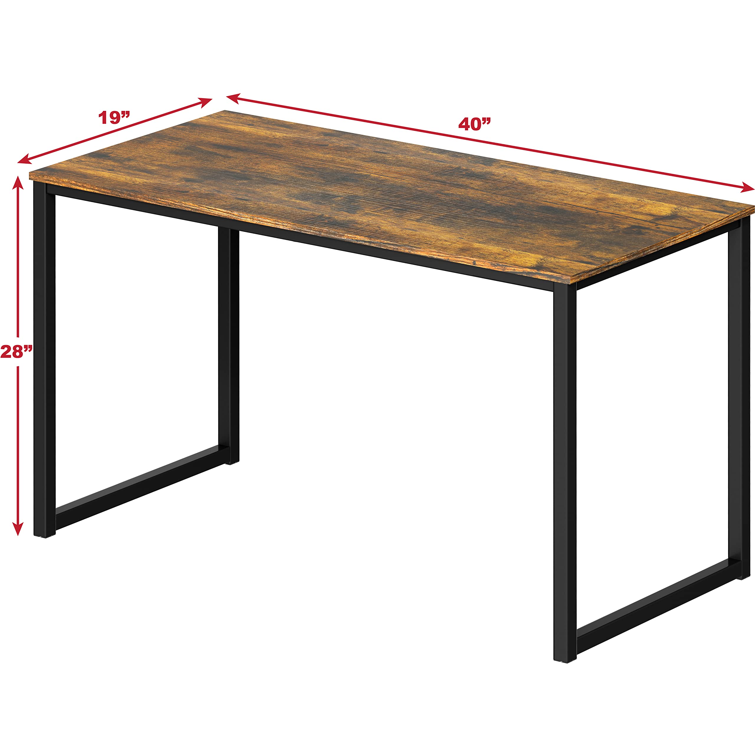 SHW Mission 40-Inch Home Office Computer Desk, Rustic Brown - Modern Writing Desk for Small Spaces, Work from Home & Study - Sturdy Wooden Workstation with Ample Storage Space