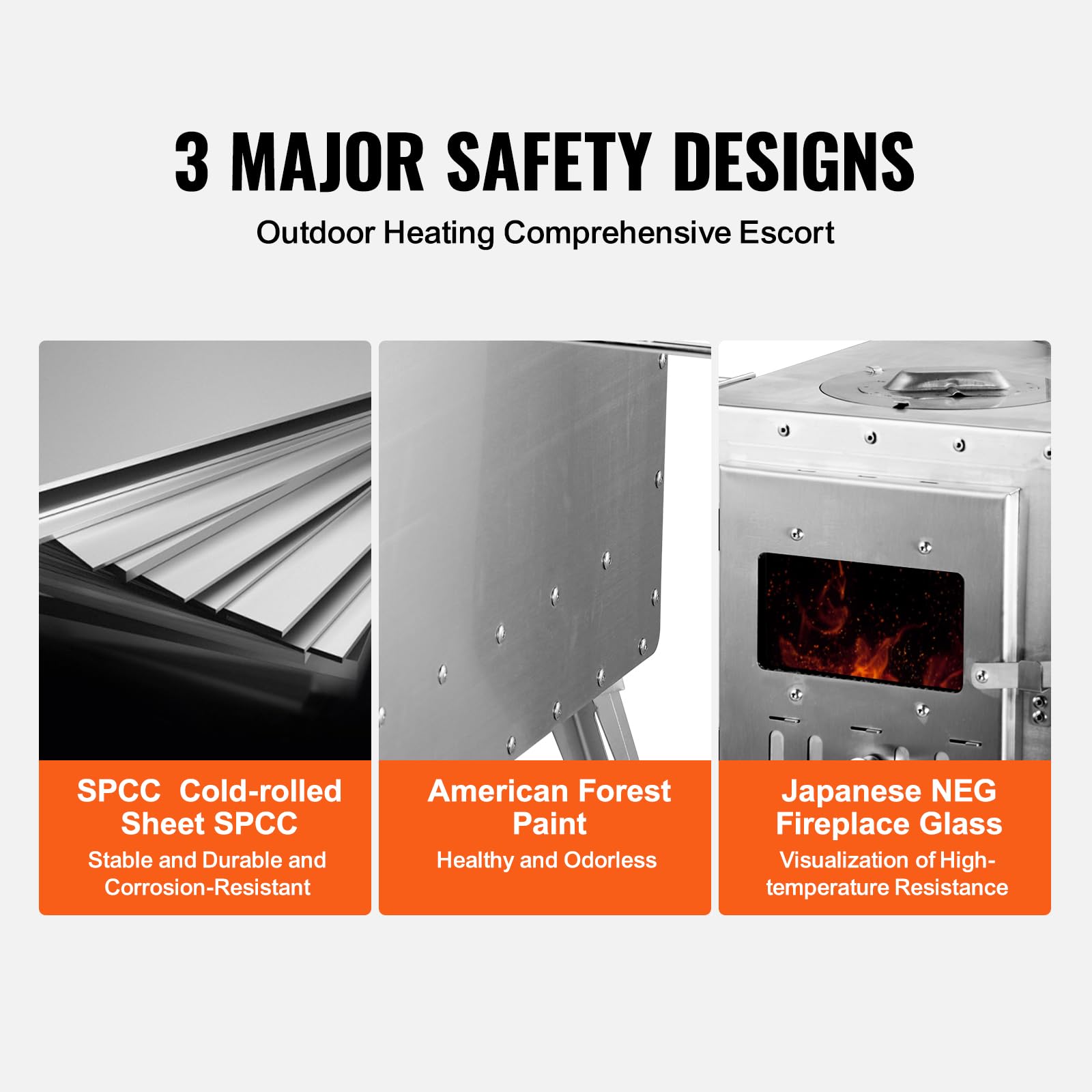 VEVOR Portable Stainless Steel Wood Burning Stove for Camping - 1646in³ Firebox with Chimney Pipes & Heat Resistant Gloves - Outdoor Tent Stove for Cooking, Heating, Survival & Bushcraft - Perfect for Hot Tents, Cabins, Hunting Trips & Emergency Preparedness