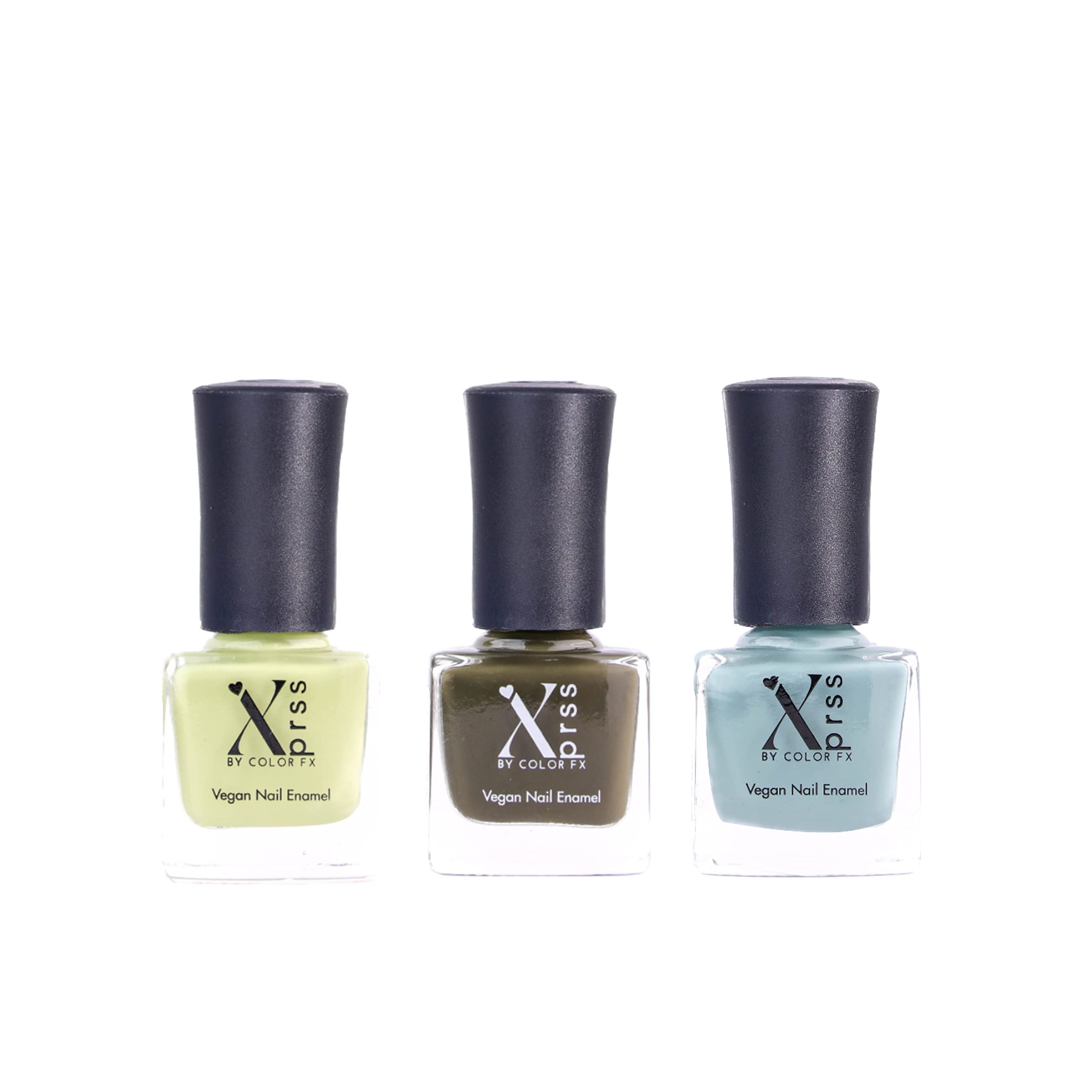 Vegan Non-UV Gel Nail Polish Set - Color Fx New York Xprss 3 Pack (Matcha, Olive & Topaz Green 308-309-310) | Glossy Gel-Like Finish, 21 Toxin-Free Formula, Long Lasting & Non-Yellowing | Perfect for Manicures, Pedicures, Nail Art & Salon-Quality Home Nail Care