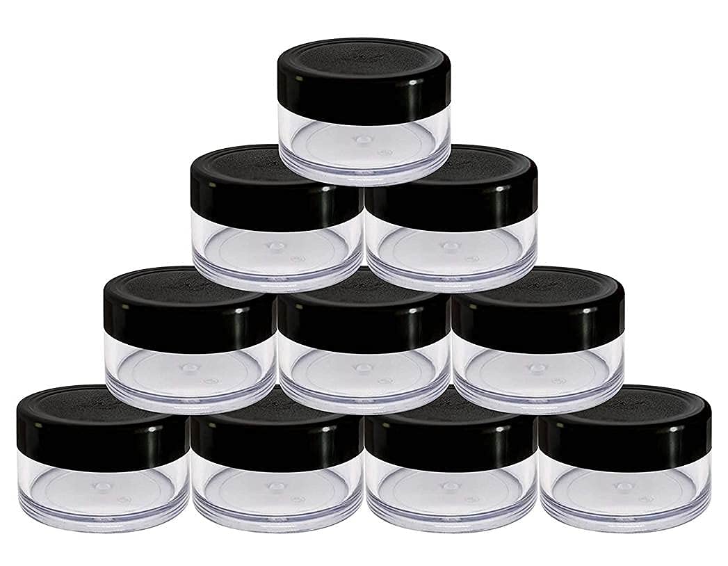 PackDost 10-Pack 8ml Black Empty Acrylic San Jars with Leakproof Lids - Transparent Cosmetic Containers for Lip Balm, Lip Scrub, Body Butter, DIY Makeup & Beauty Products - Perfect for Travel, Home Storage & Handmade Gifts