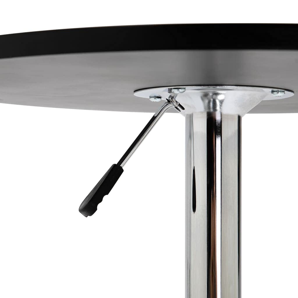 Adjustable Height Round Pub Bar Table with Silver Leg & Black MDF Top - Ø23.6