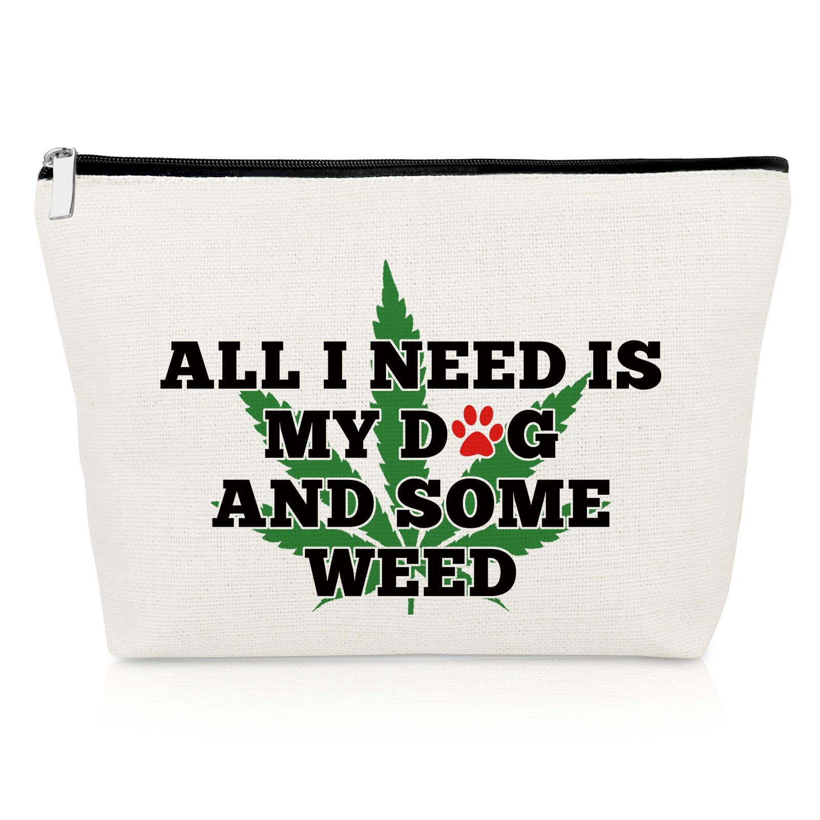 Funny Dog Lovers Gifts for Women - Weed Leaves Design Makeup Bag, Perfect for Dog Moms, Pet Owners, Sisters & Friends - Ideal for Christmas, Birthday, Travel & Daily Use