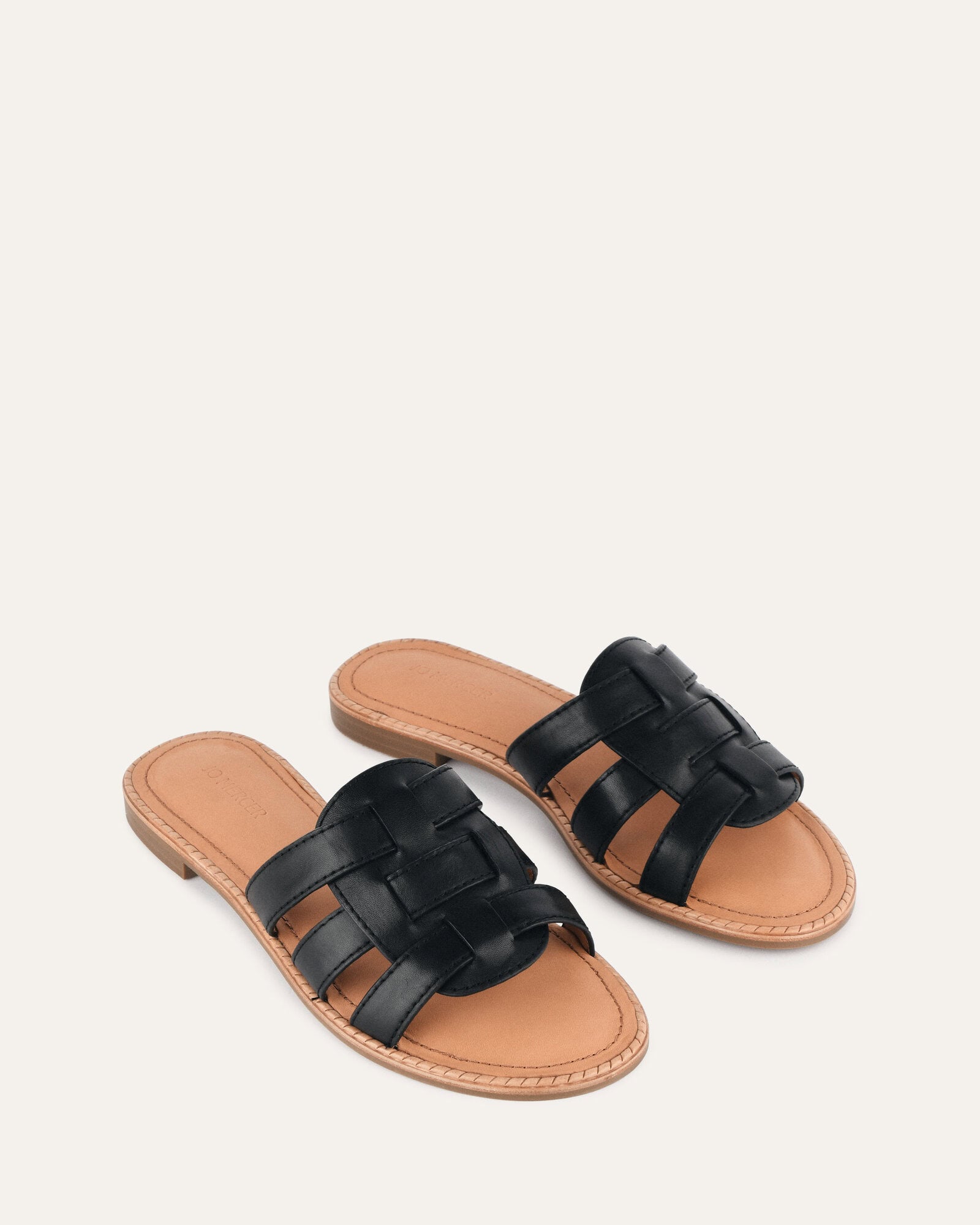 **Jasper Black Leather Flat Sandals for Women - Comfortable Casual Walking Shoes for Beach, Travel & Everyday Wear**
