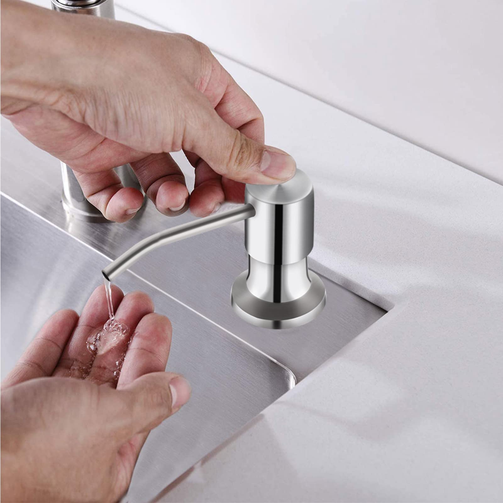 Brushed Nickel Kitchen Sink Soap Dispenser with 47