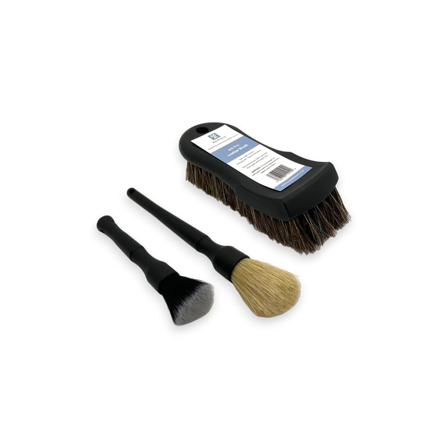 Mayfield Triple Car Brush Kit - Boars & Horse Hair for Auto Detailing