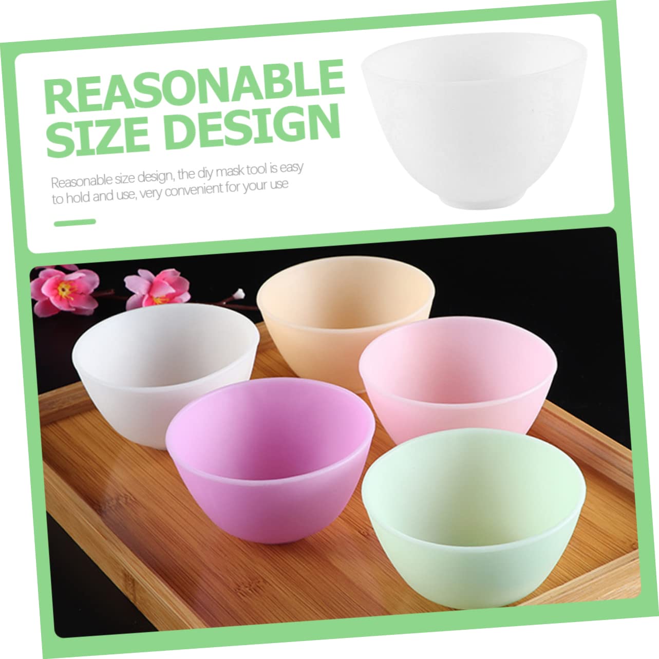 **Hemoton 5-Piece Silicone Cosmetic Mixing Bowls Set – Skincare Mask Mixing Containers with Pinch Design – Perfect for DIY Face Masks, Makeup, and Beauty Treatments – White**    *(Use Case: Ideal for mixing facial masks, creams, serums, and makeup products at home or in professional salons.)*