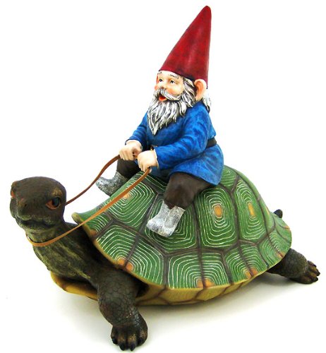 Large Garden Gnome Riding Turtle Statue - Outdoor Decor for Patio, Pool & Lawn - Whimsical Yard Ornament for Gardens, Backyards & Landscaping