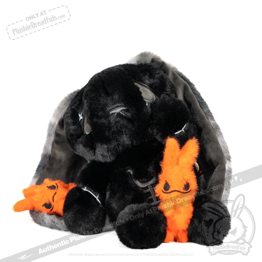 Plushie Dreadfuls Anxiety Rabbit Stuffed Animal - Black Limited Edition Emotional Support Toy for Stress Relief & Comfort