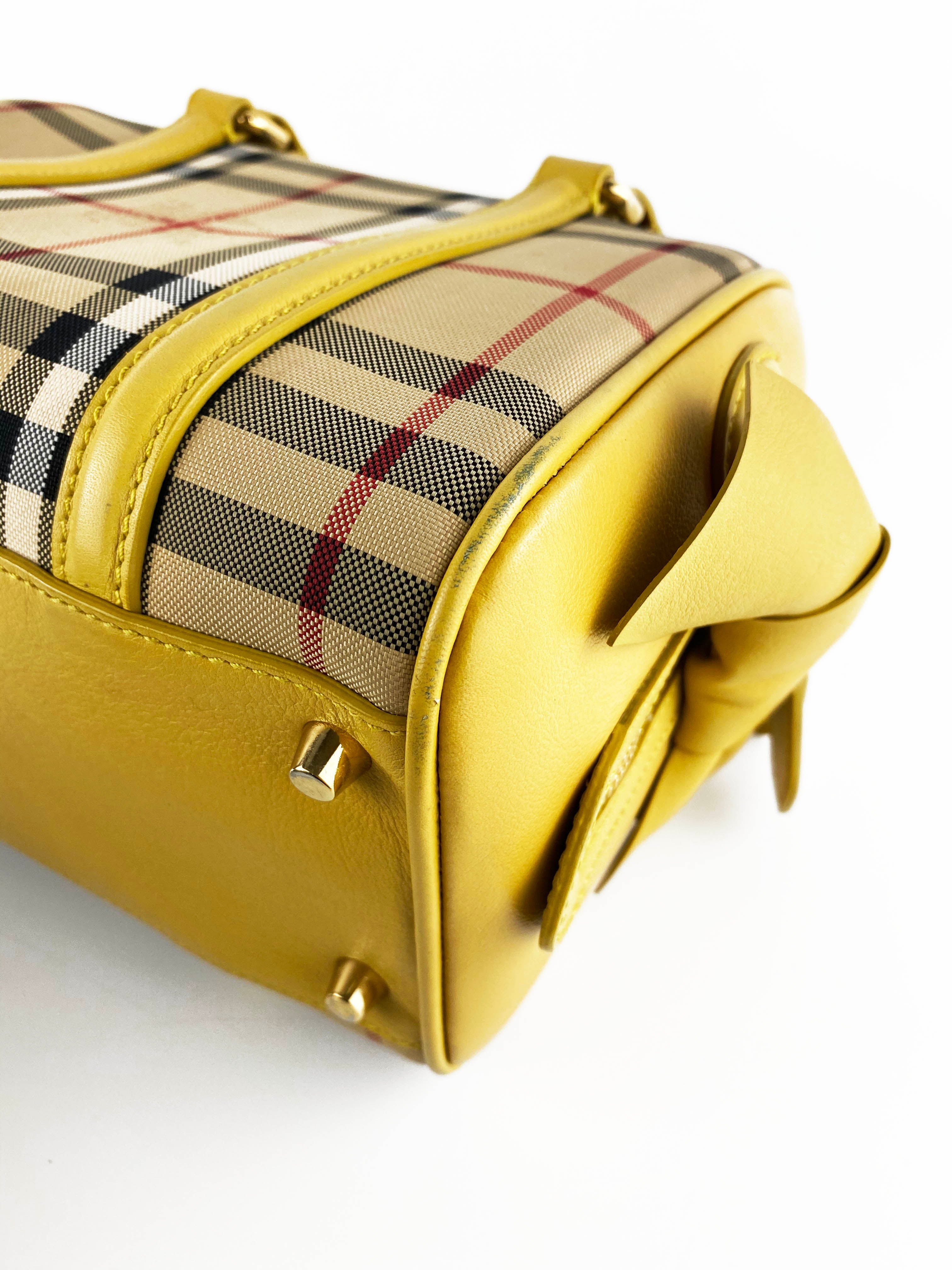 Burberry Horseferry Yellow Check Mini Bee Bow Crossbody Bag - Elegant Women's Handbag for Date Night & Special Occasions