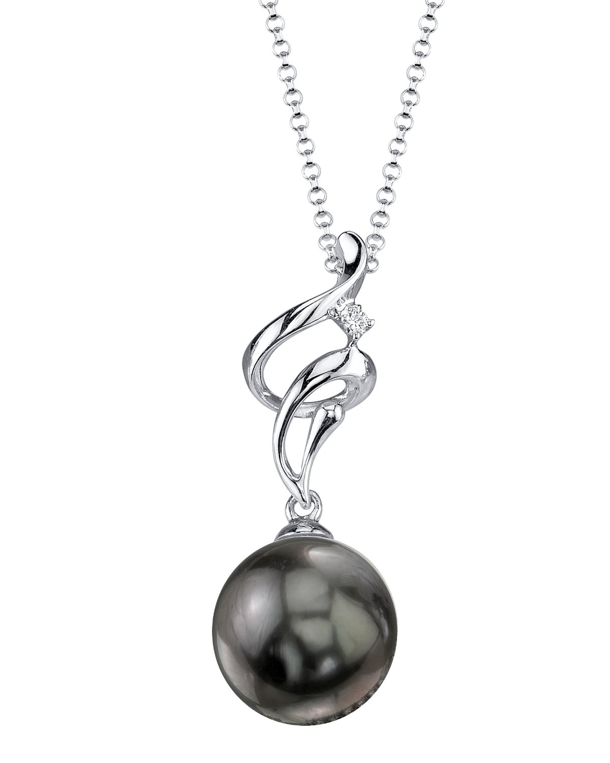 14K Gold Black Tahitian Pearl Diamond Pendant Necklace for Women - Elegant Gift & Evening Wear