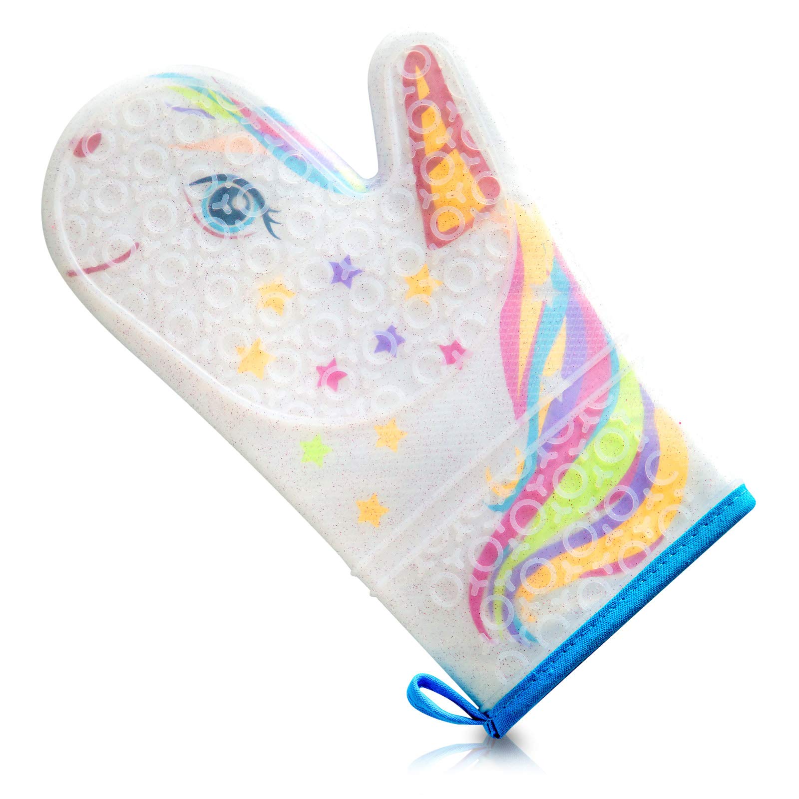 Magic Unicorn Silicone Oven Mitt - Heat Resistant Kitchen Gloves with Quilted Fabric Lining - Funny & Cute Baking Accessories for Women - Perfect for Cooking, Baking, and Holiday Gifts