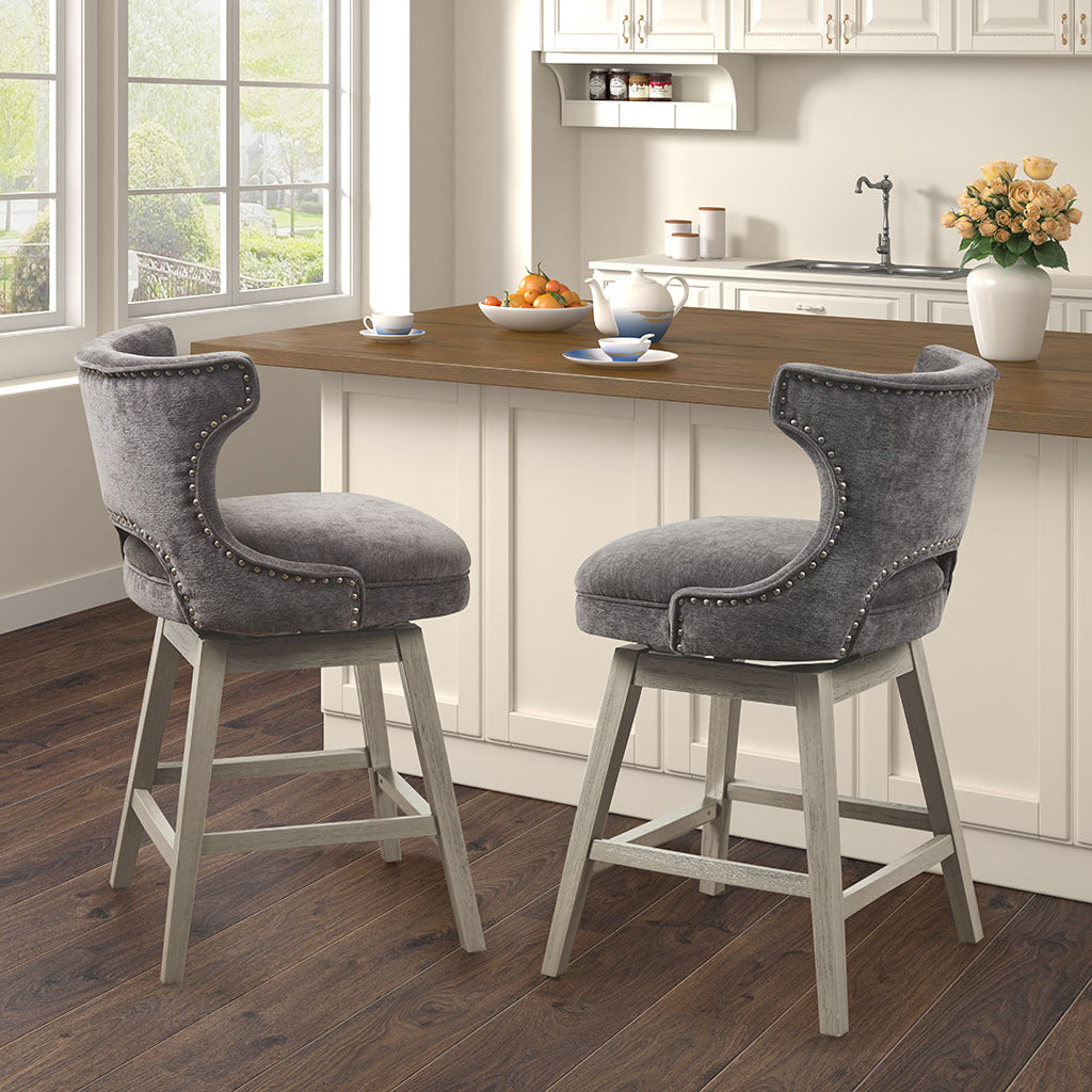 DTY Indoor Living Swivel Counter Stool - Adjustable Height Bar Stool with Padded Seat for Kitchen Island, Breakfast Nook & Home Bar - Comfortable Modern Dining Chair for Small Spaces