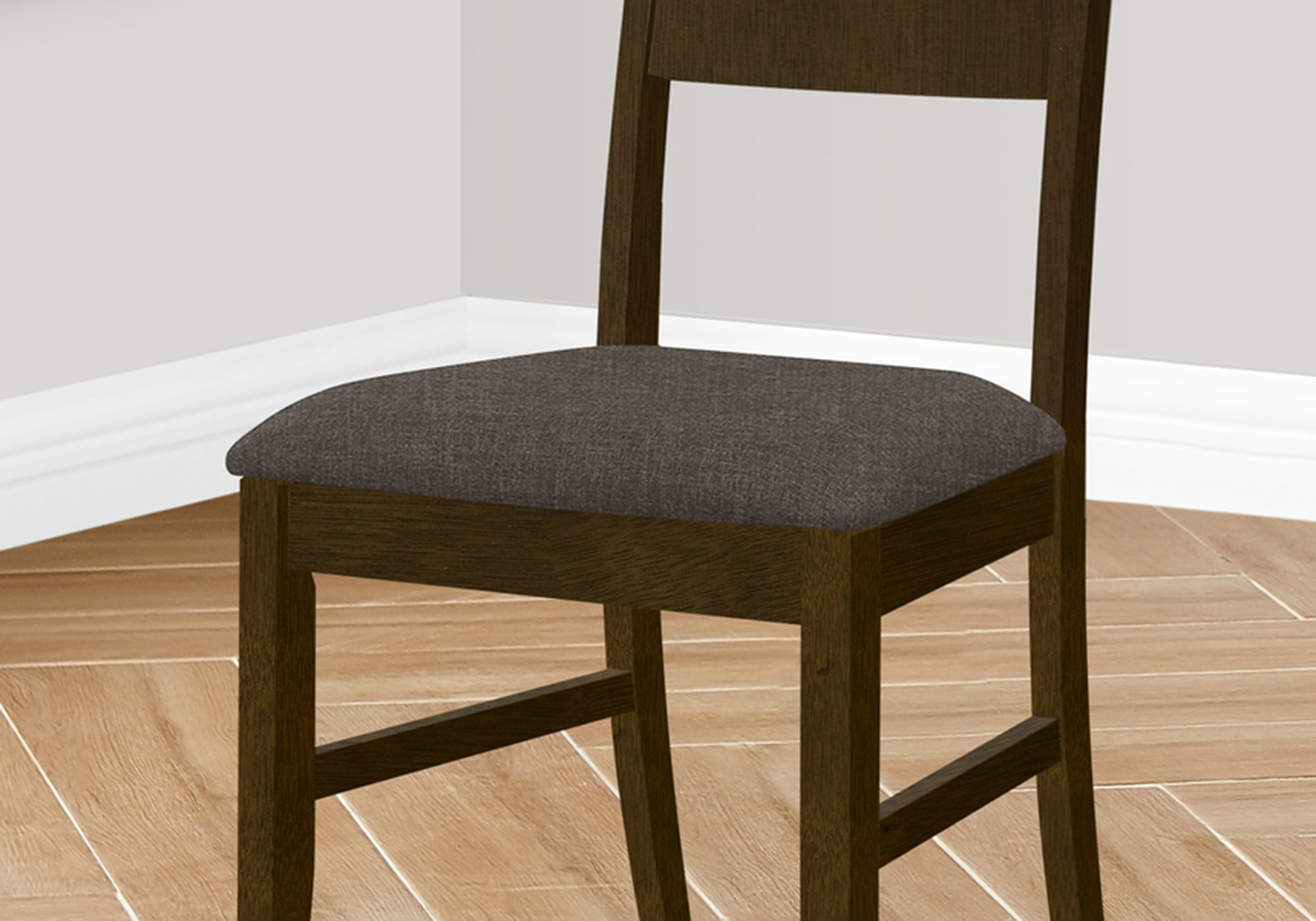 Set of 2 Brown Upholstered Dining Chairs - 37 Inch Height Solid Wood Frame with Fabric Seat - Transitional Style Side Chairs for Dining Room & Kitchen - Perfect for Family Meals and Entertaining Guests