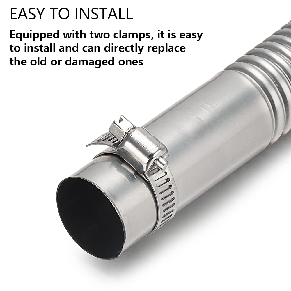 2.5CM/1in Inner Diameter Stainless Steel Parking Air Heater Exhaust Pipe - Durable Diesel & Gas Vent Hose for Trucks, RVs & Boats (120cm/47in) - Perfect for Winter Heating & Engine Ventilation Systems