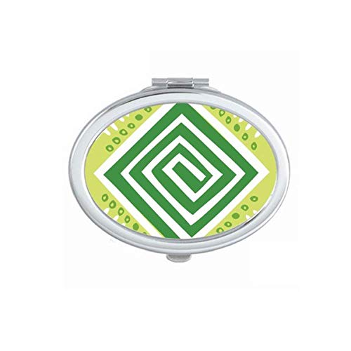 DIYthinker Green Squares Mexico Totems Ancient Civilization Mirror - Portable Folding Double-Sided Makeup Mirror with Stand for Travel, Home, and Vanity Use