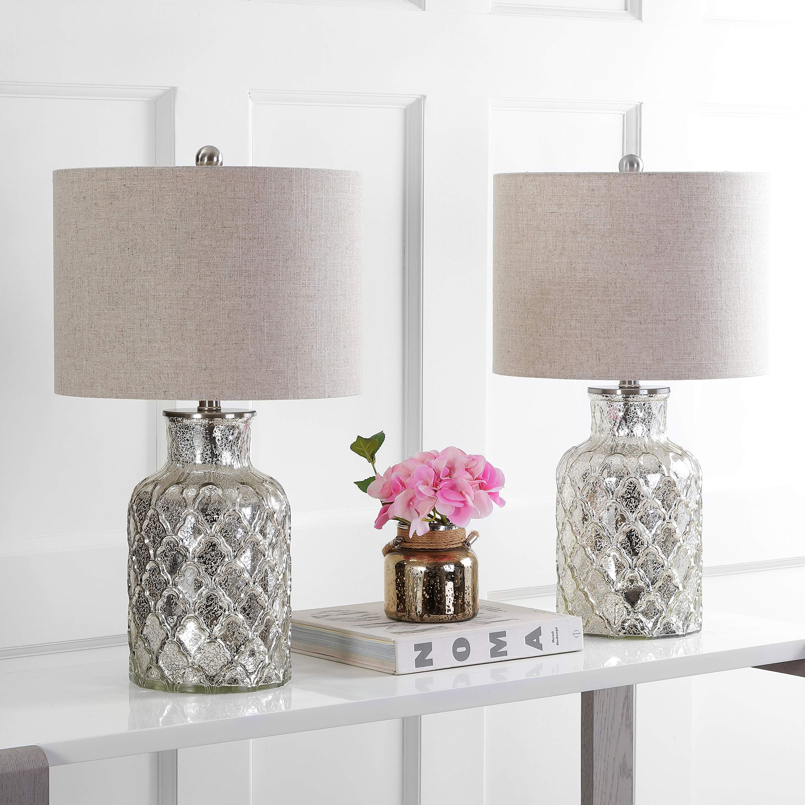 JONATHAN Y JYL1075A-SET2 Set of 2 Modern LED Glass Table Lamps - 24.5