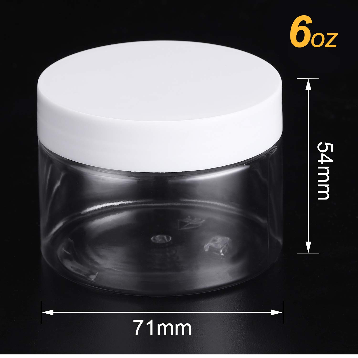 SATINIOR 12-Pack 6 oz Clear Plastic Storage Jars with Lids - Airtight Round Cosmetic Containers for Travel Toiletries, Lotion, Cream, Makeup, Ointments, Kitchen Spices & Craft Beads - Perfect for Organizing Samples, Rhinestones & Small Items